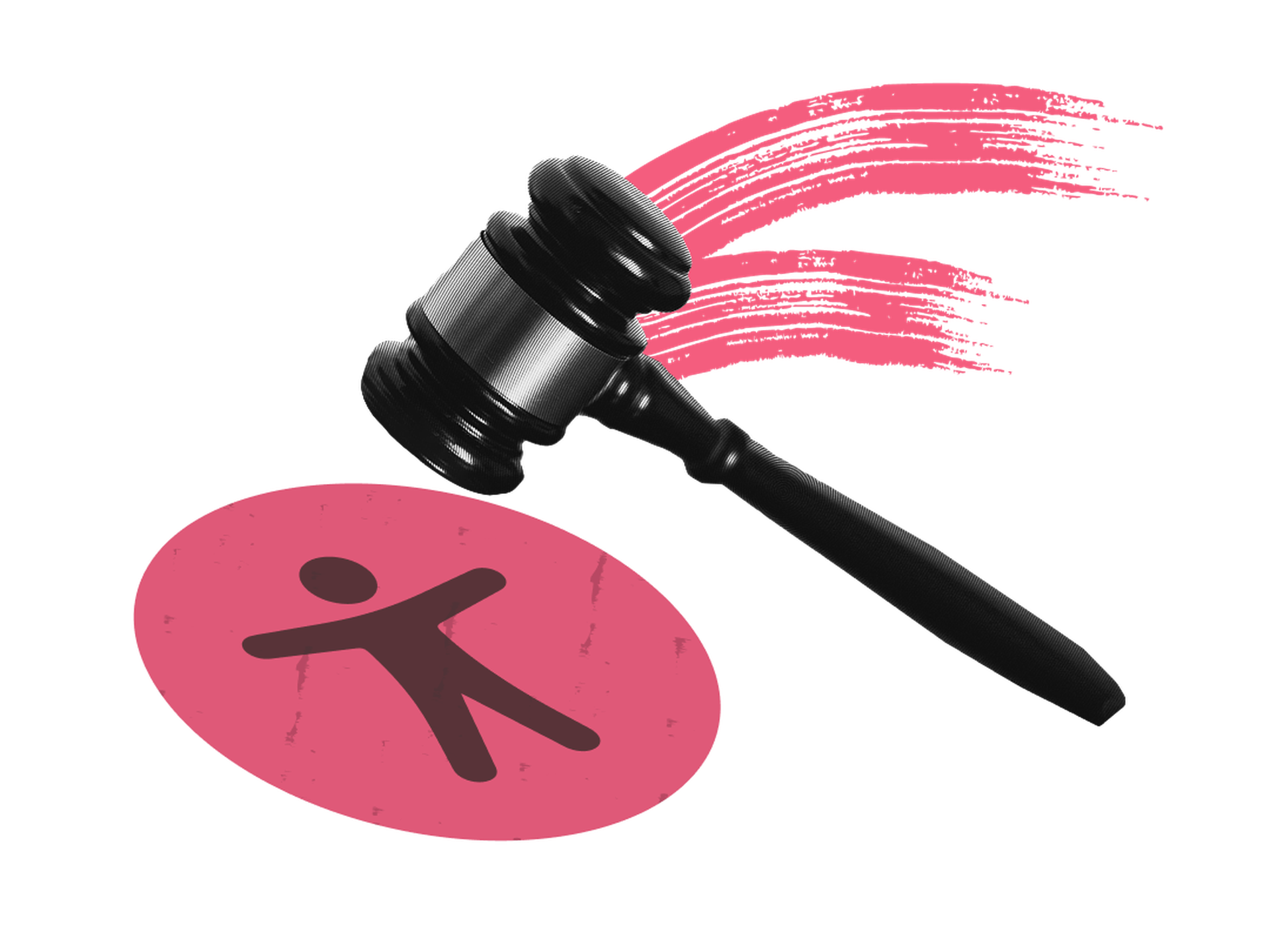 A gavel swinging down upon an accessibility symbol
