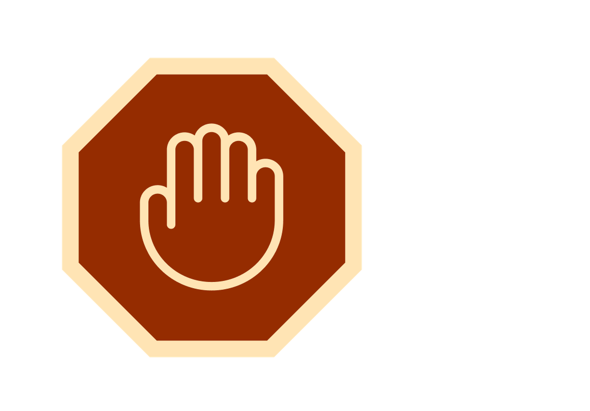 A stop sign with an icon of a hand to create an analogy for images not marked as decorative.