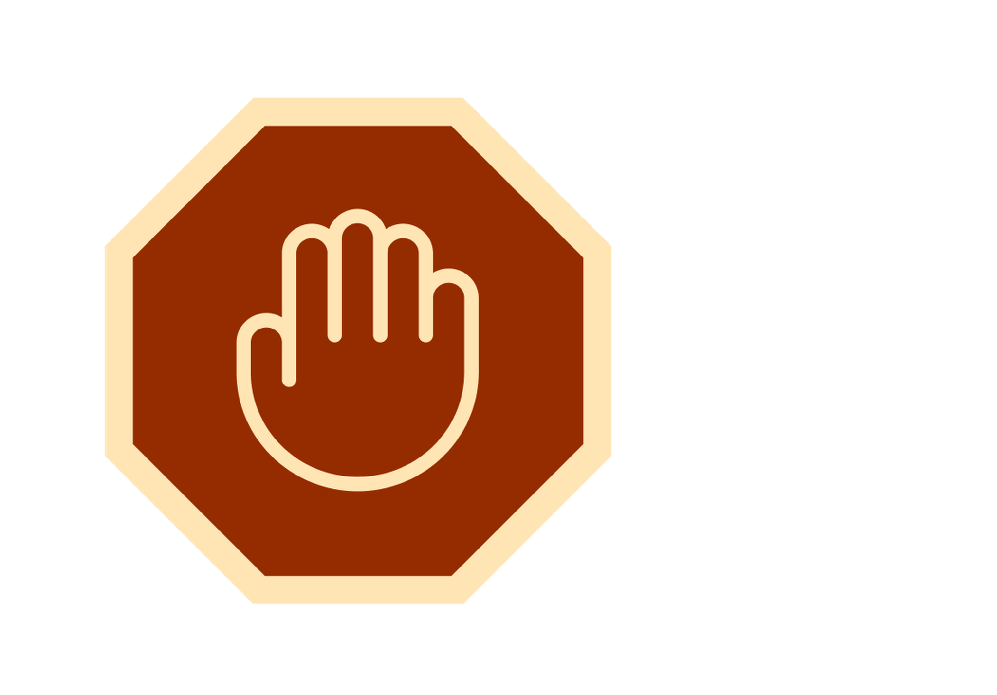 A stop sign with an icon of a hand to create an analogy for images not marked as decorative.