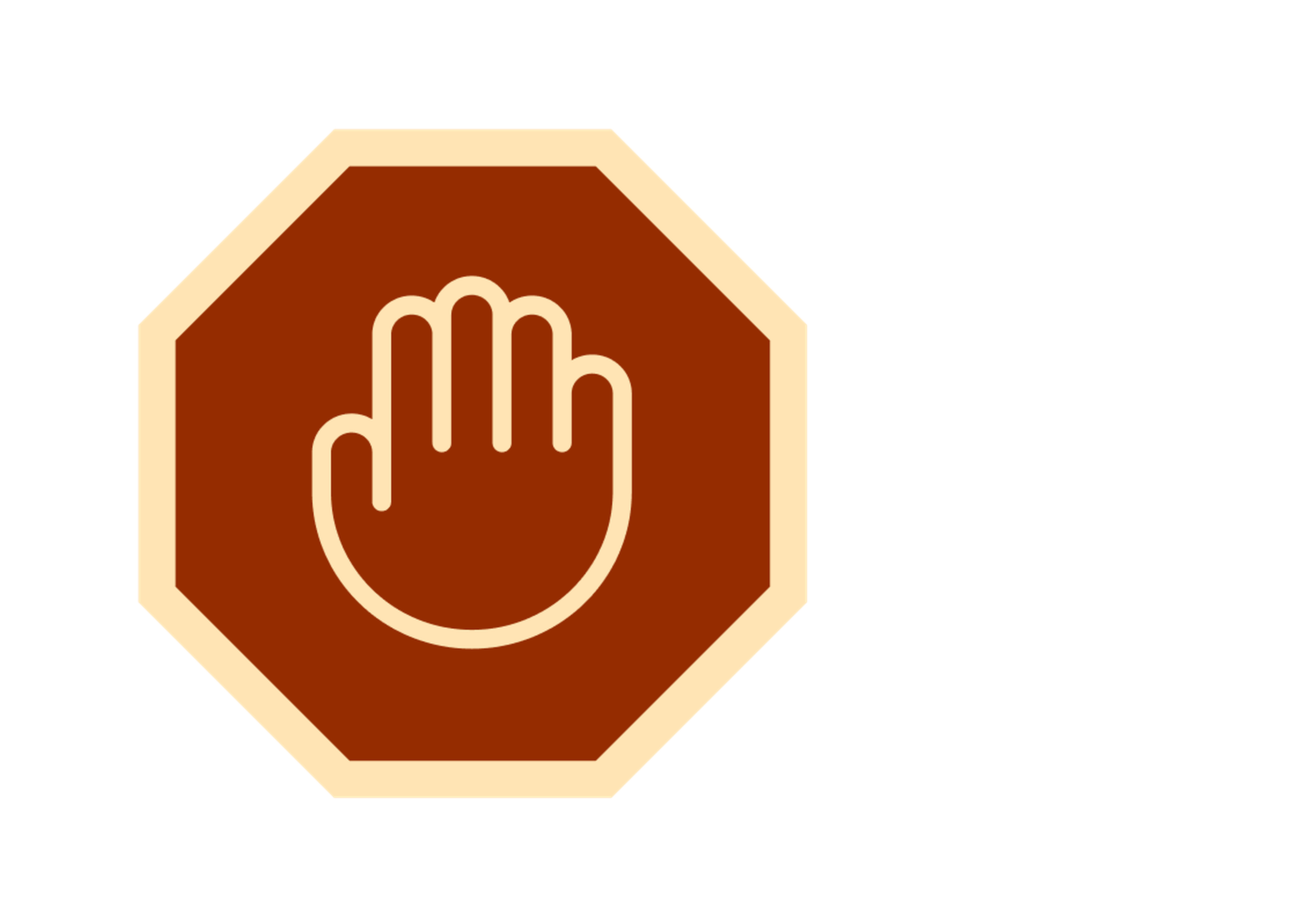 A stop sign with an icon of a hand to create an analogy for images not marked as decorative.