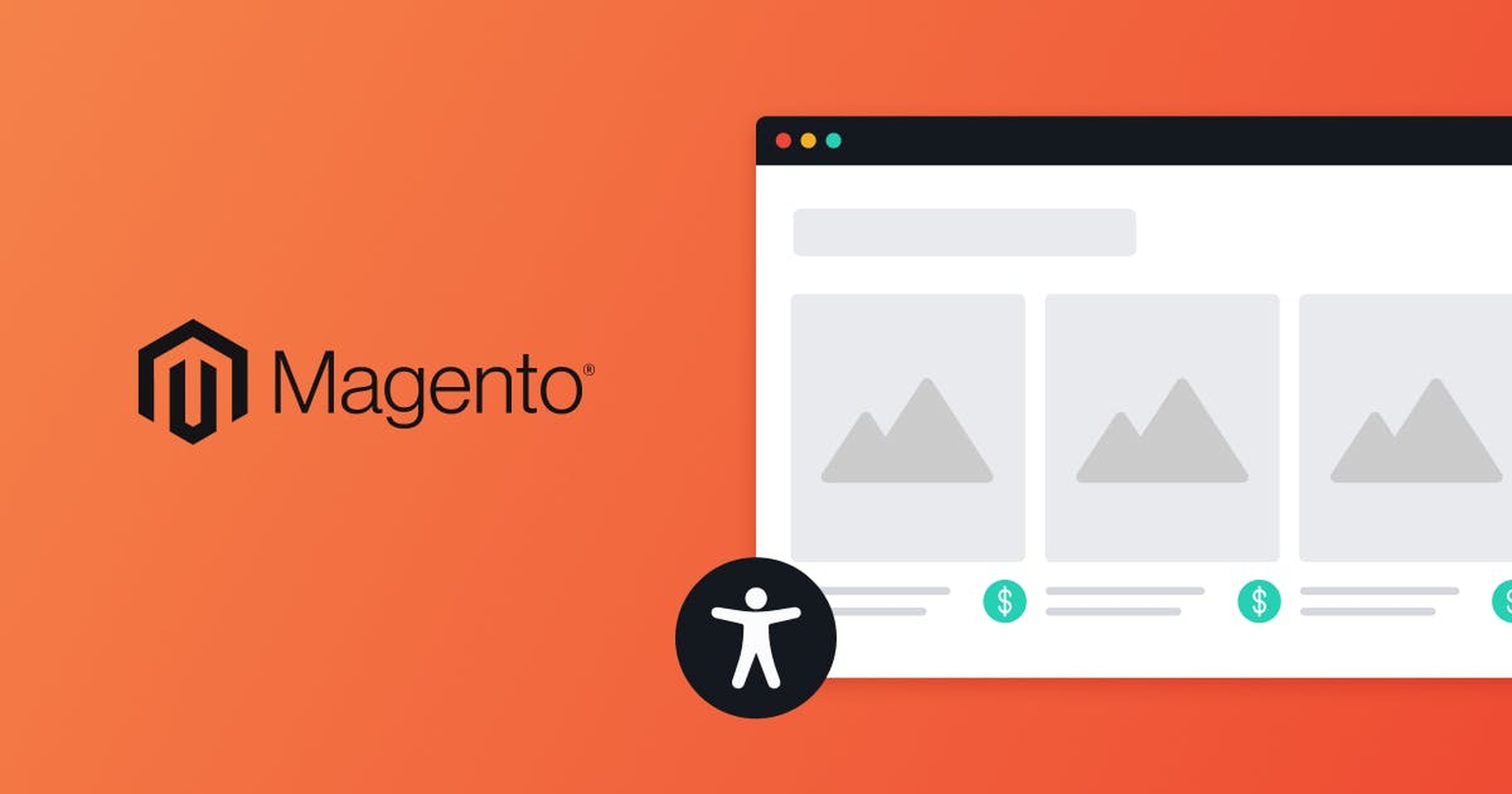 Magento logo next to an accessible website