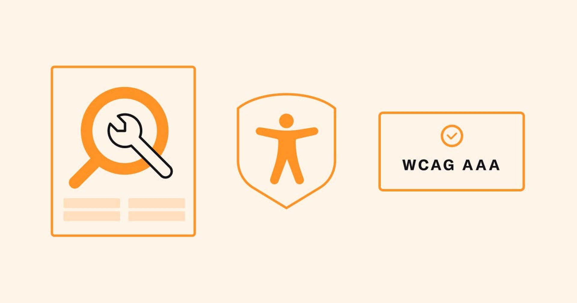 Fix icon, Accessibility Man icon, check mark with WCAG AAA