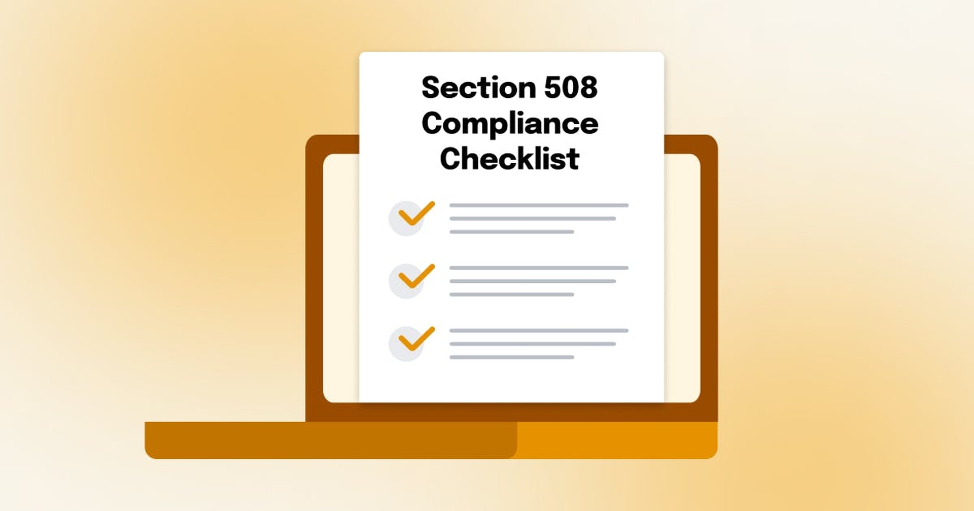 Open laptop with a checklist reading 'Section 508 Compliance Checklist' at the top.