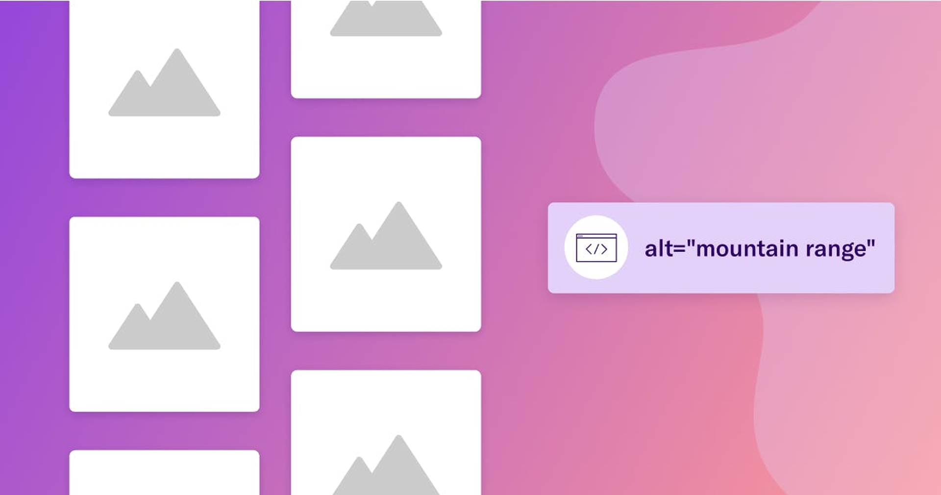 Example of alt text on a simple mountain image.