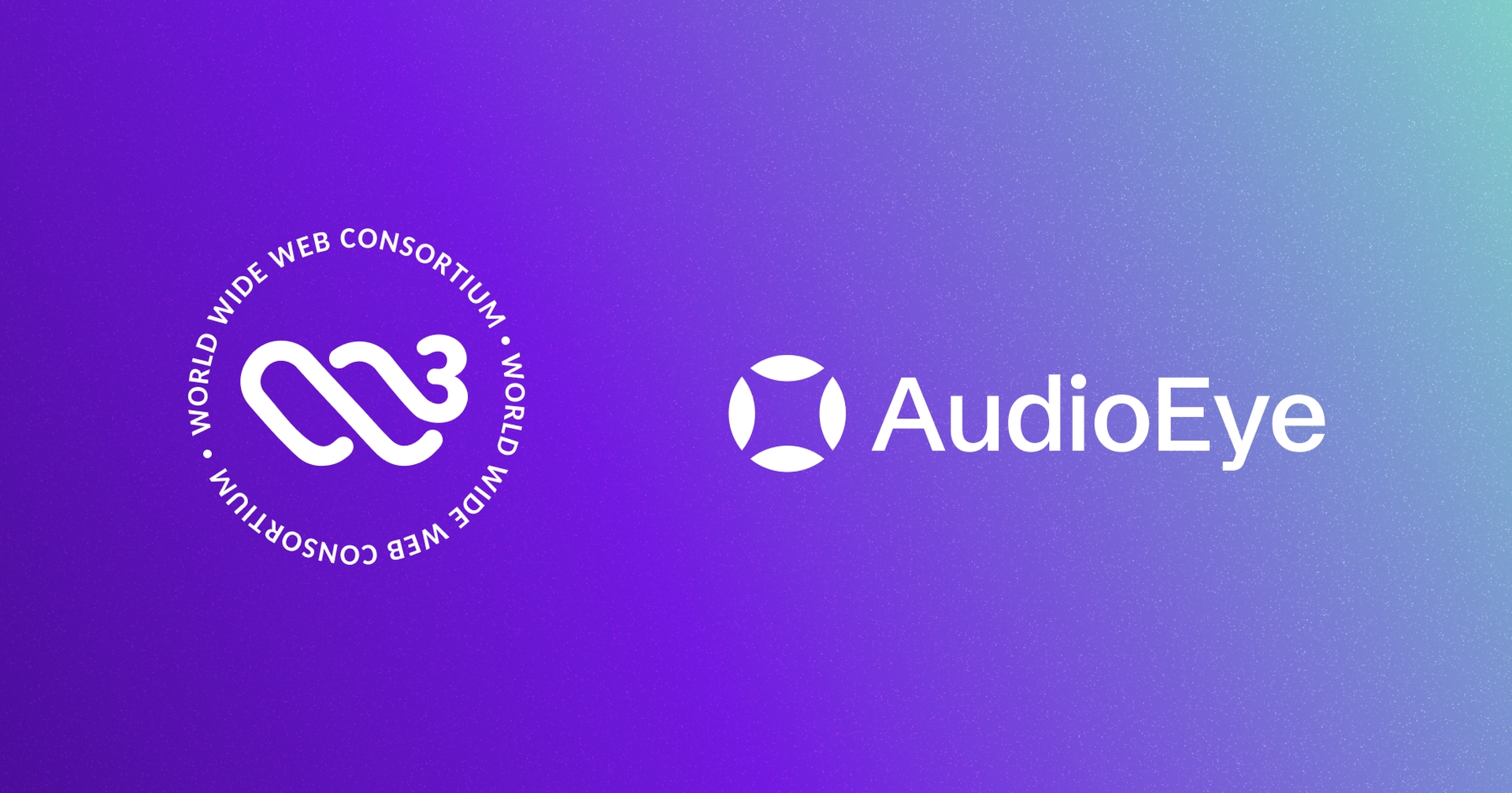 World Wide Web Consortium's logo and AudioEye's logo to represent AudioEye becoming a member
