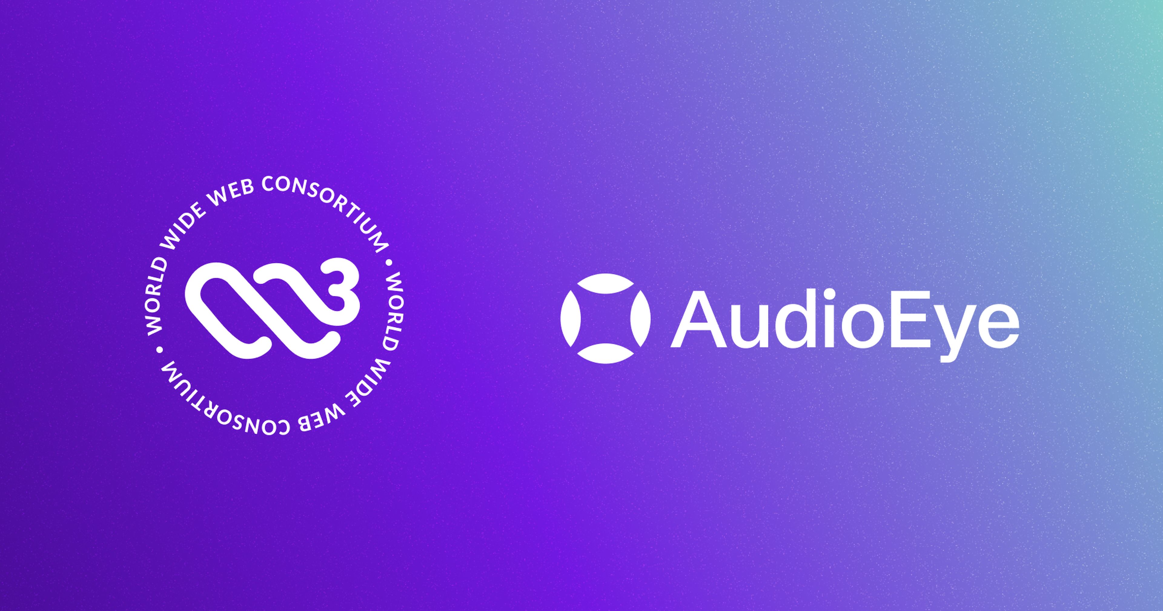 World Wide Web Consortium's logo and AudioEye's logo to represent AudioEye becoming a member