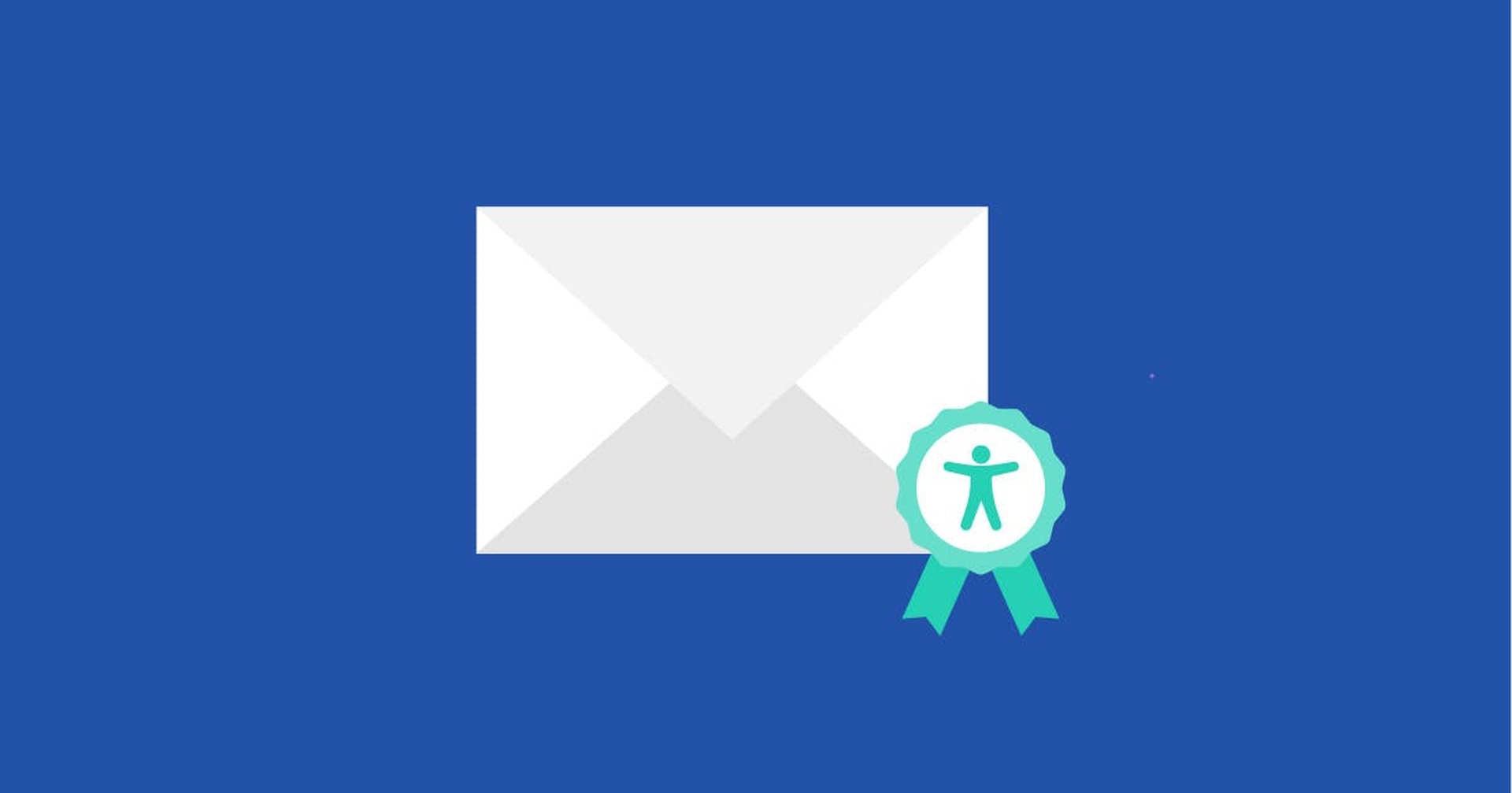 White envelope with a green ribbon that has an accessibility icon in the middle