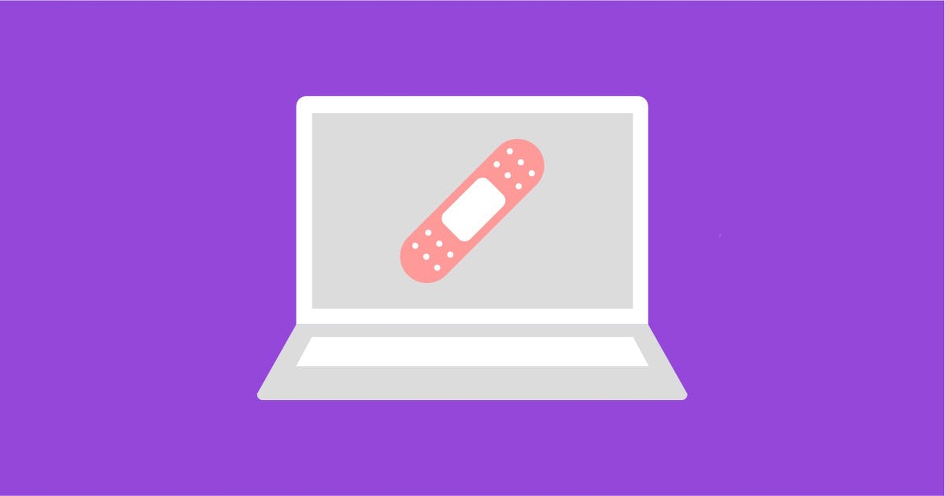 Illustration of a laptop with a bandaid over the screen