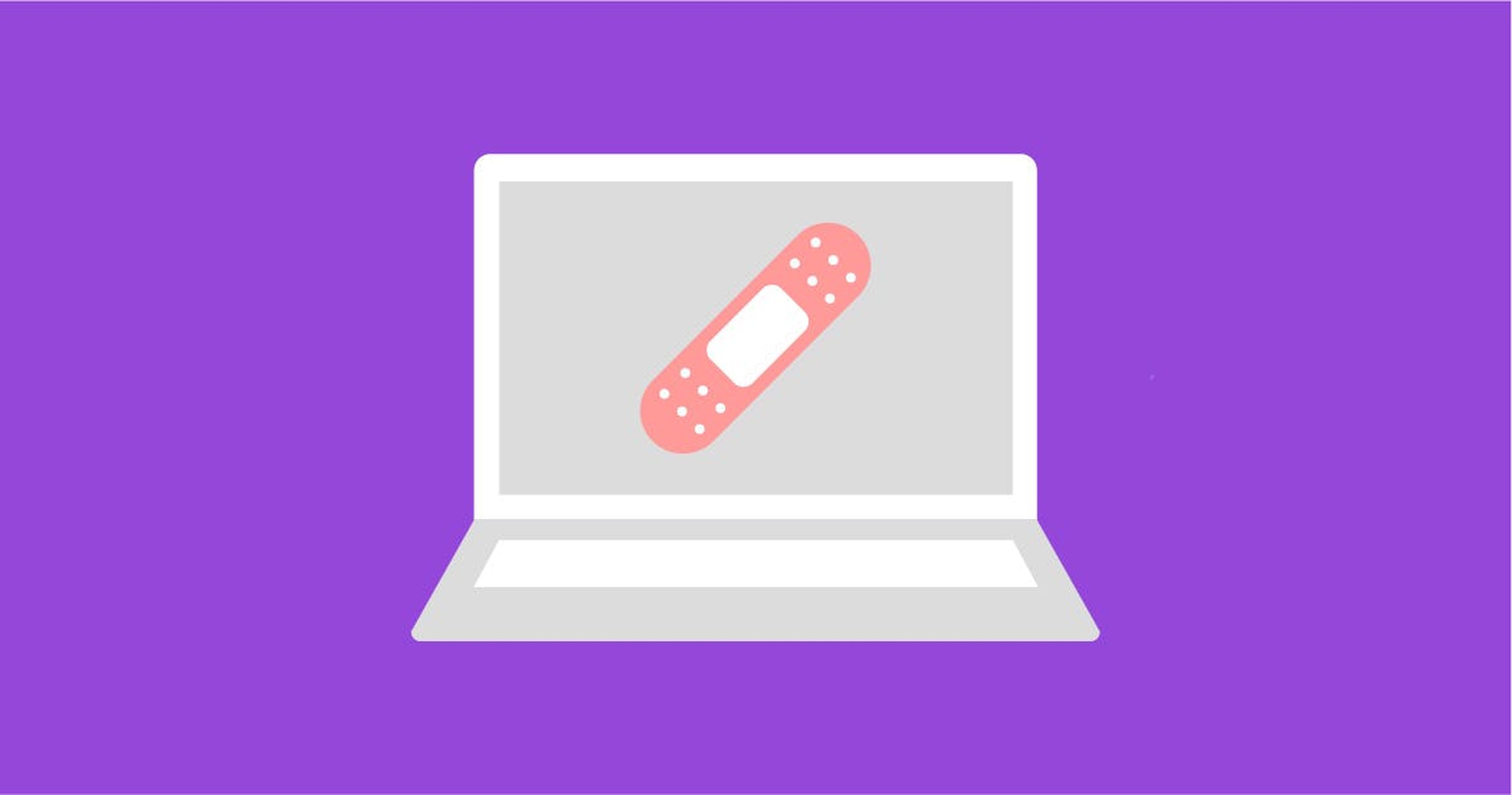 Illustration of a laptop with a bandaid over the screen
