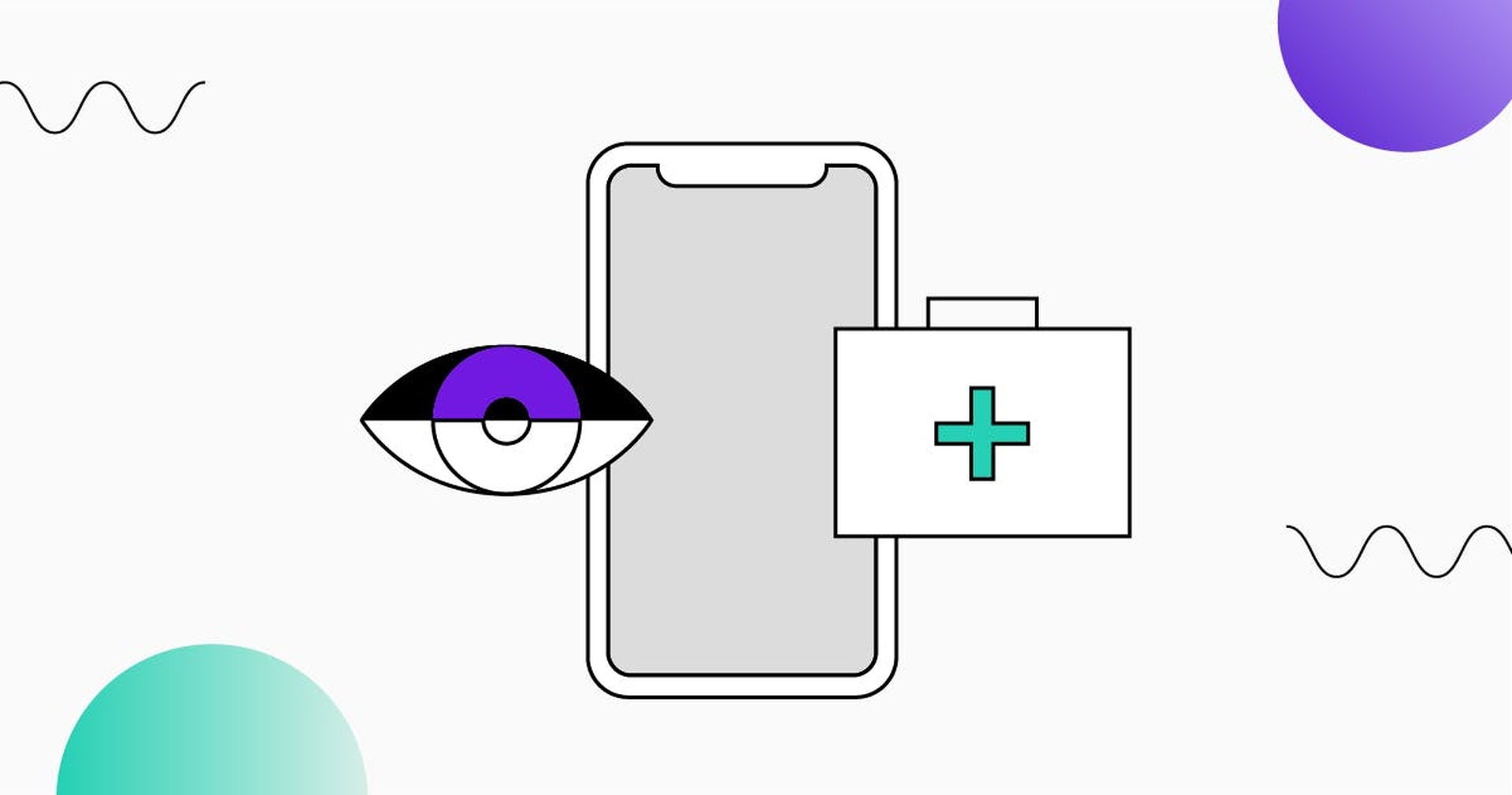 Eye icon, phone illustration, fix icon