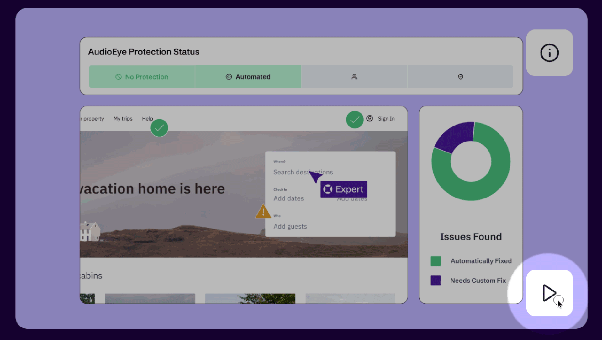 Looped animation being paused and played with accessible controls