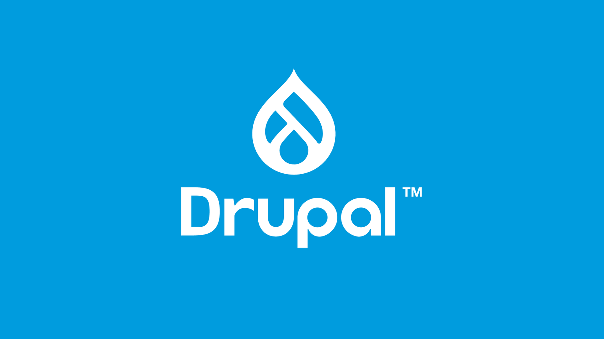 Drupal logo on blue background