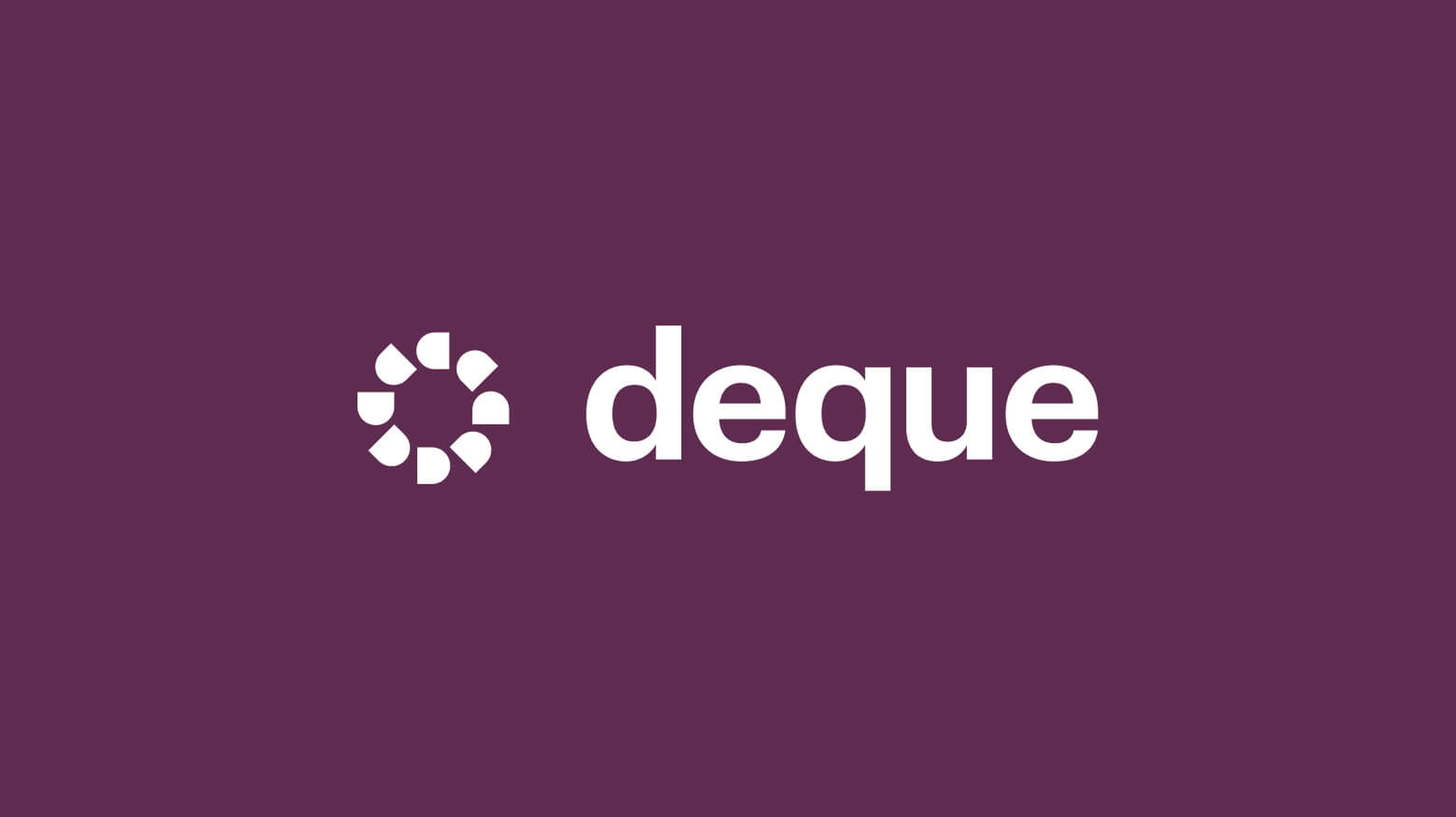 Deque logo on a light purple background