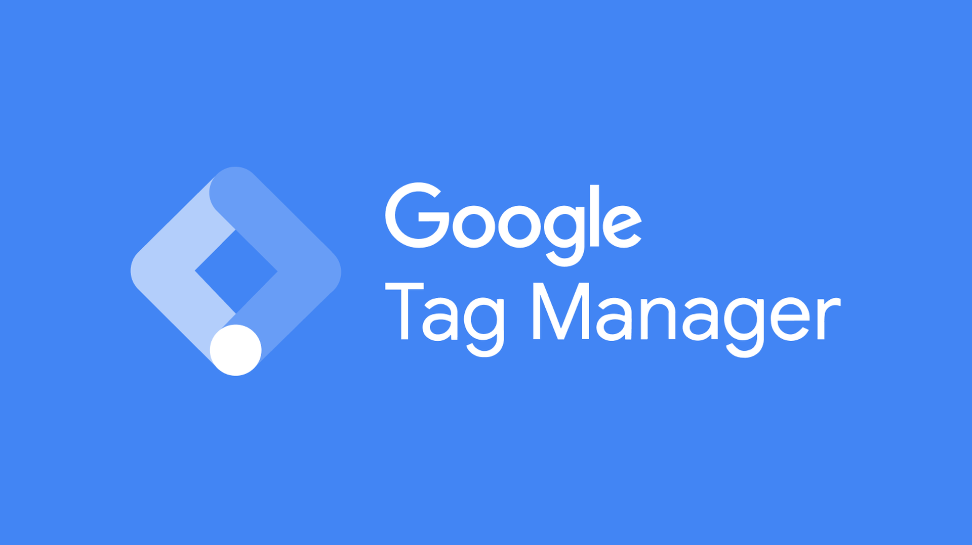 Google Tag Manager logo on blue background