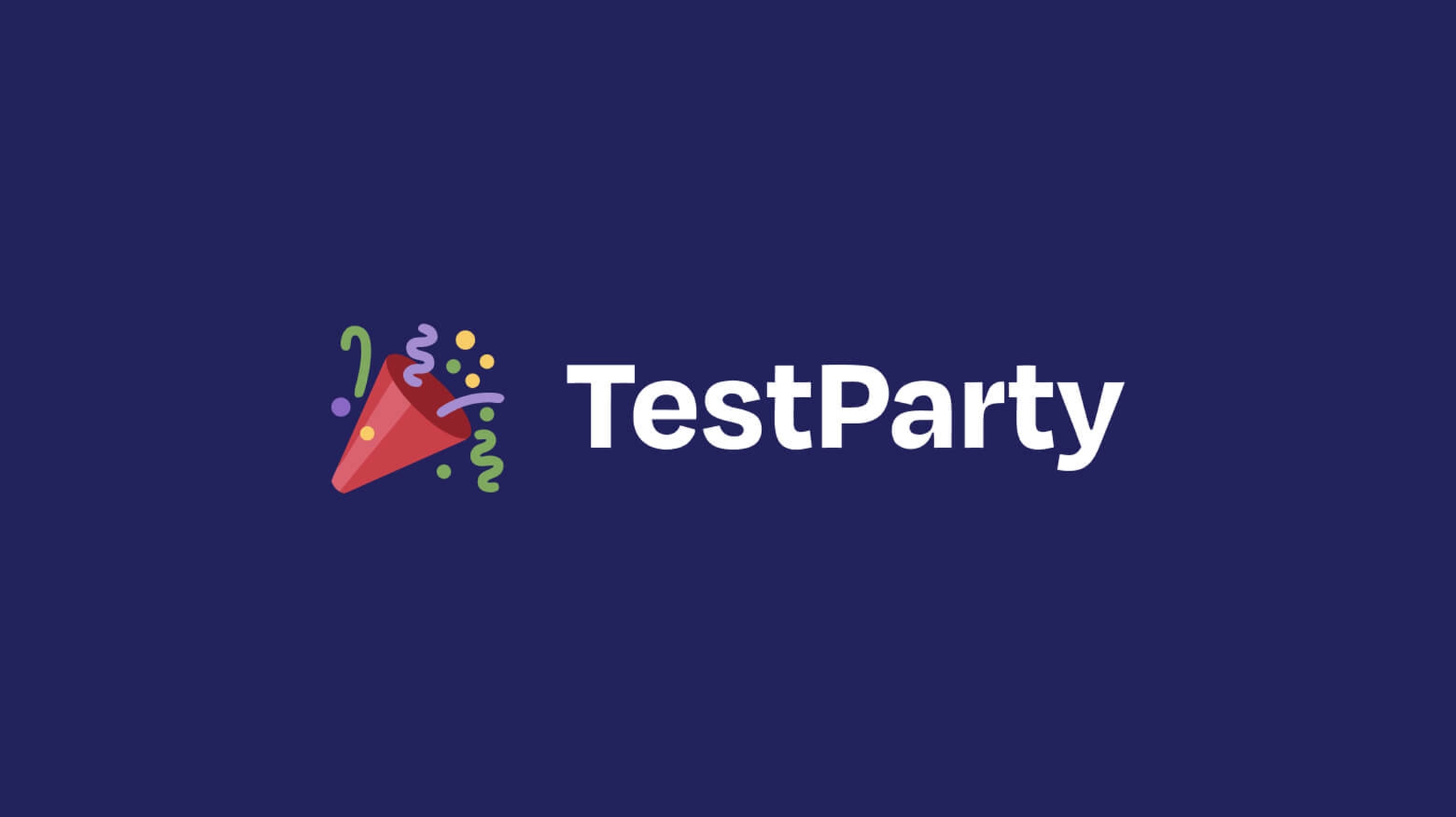 TestParty logo on a blue background