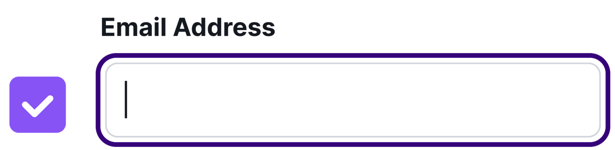 An input field for Email Address with a checkmark to represent an accessible form field with a clear label.