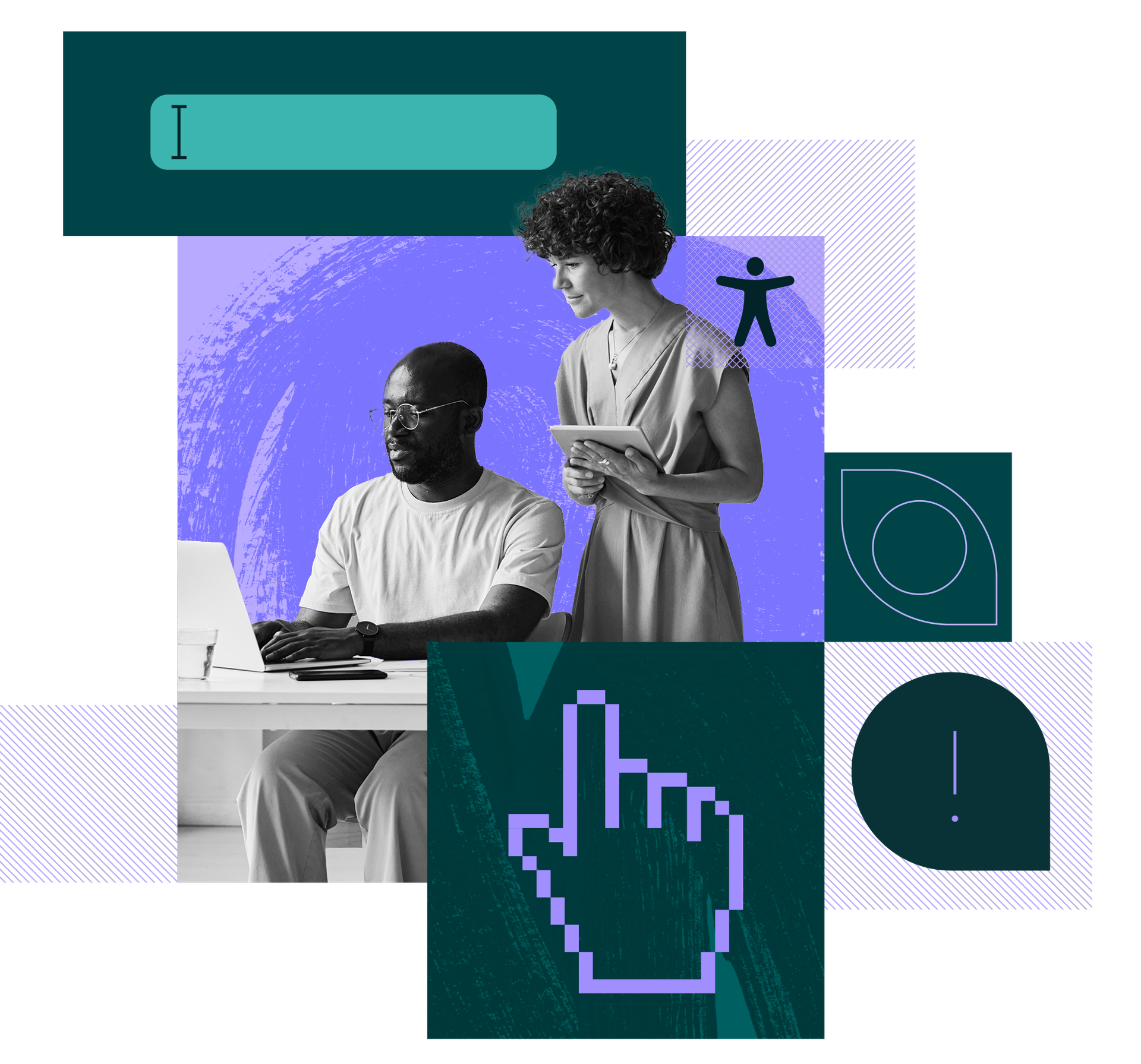 Coworkers researching accessible design strategies