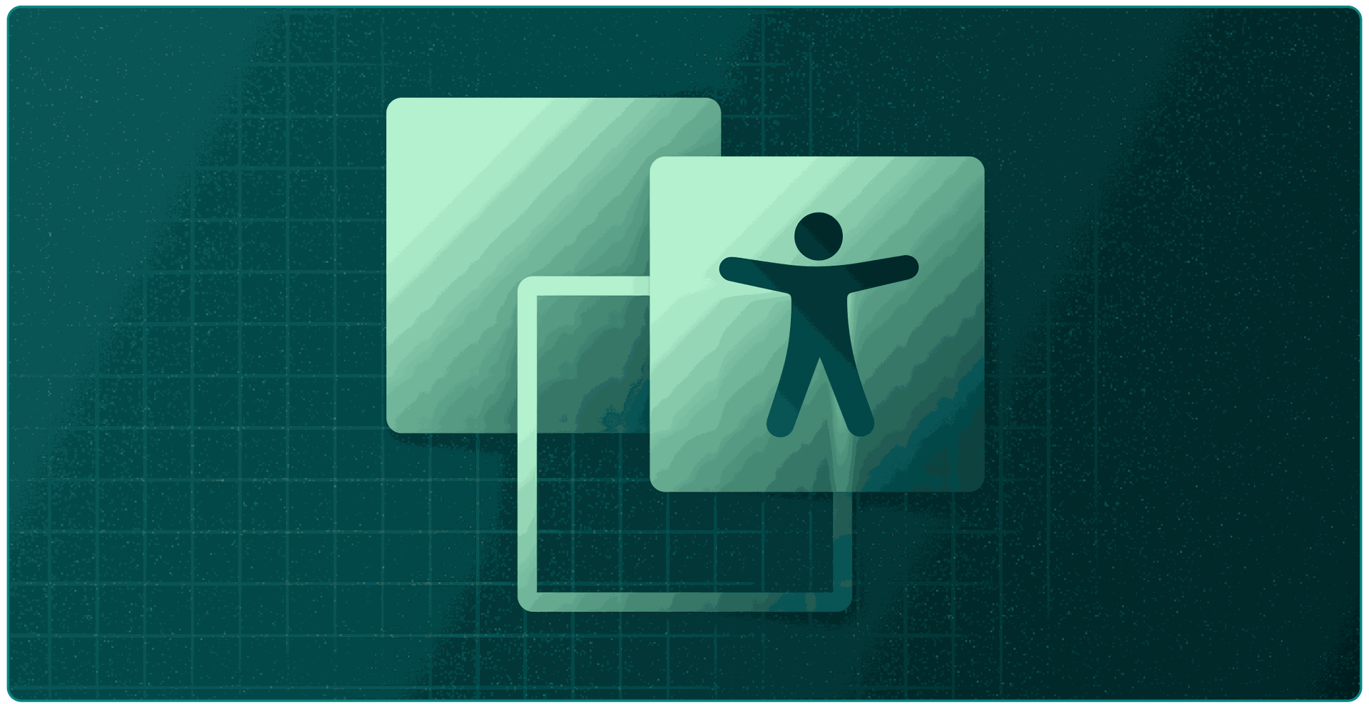 Stylized layers of squares with the top layer featuring an accessibility symbol.