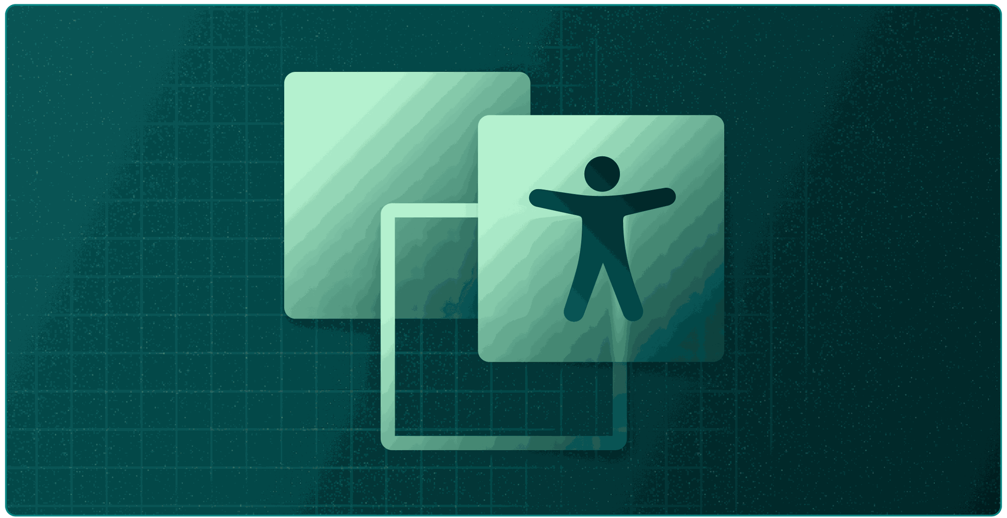 Stylized layers of squares with the top layer featuring an accessibility symbol.