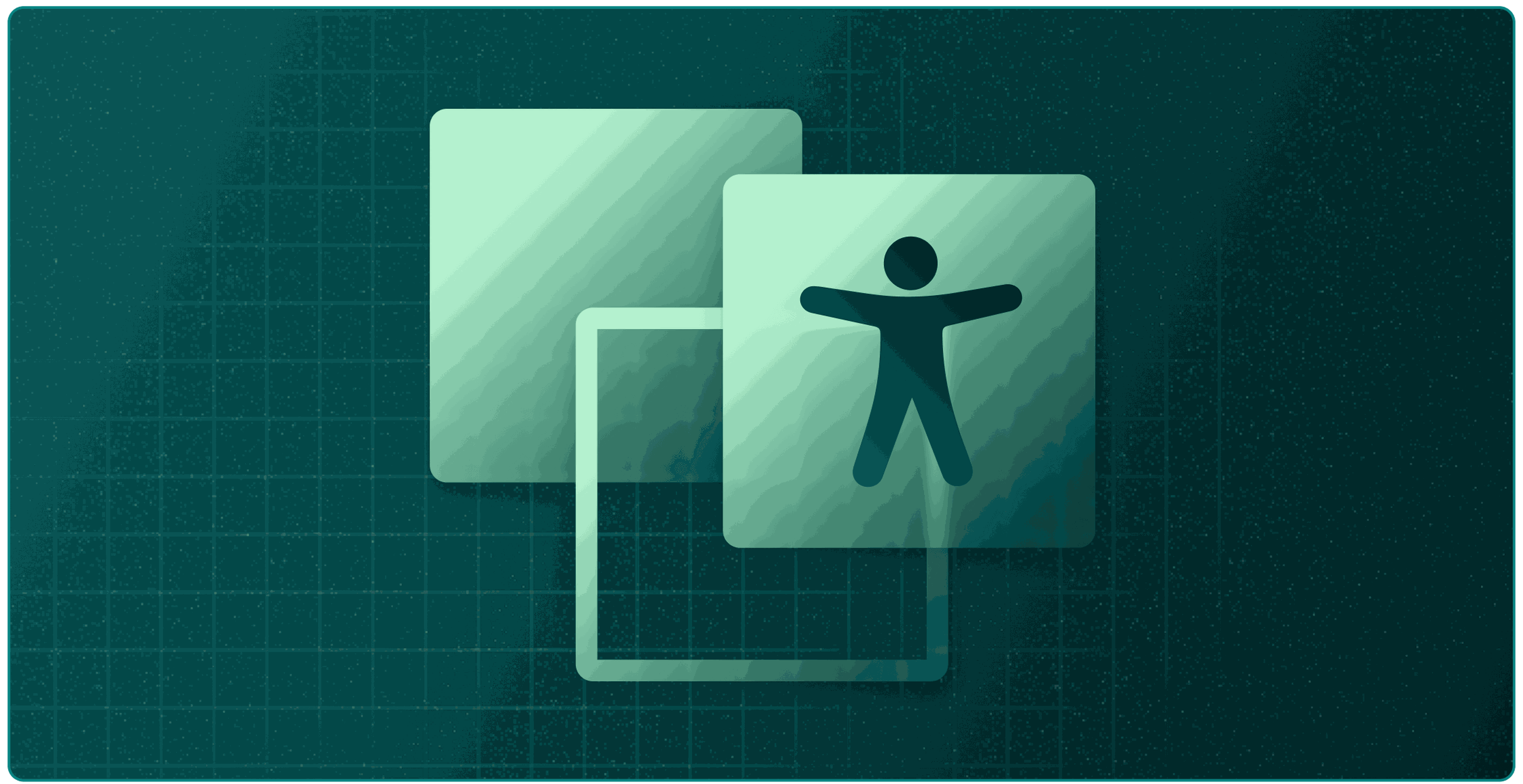 Stylized layers of squares with the top layer featuring an accessibility symbol.