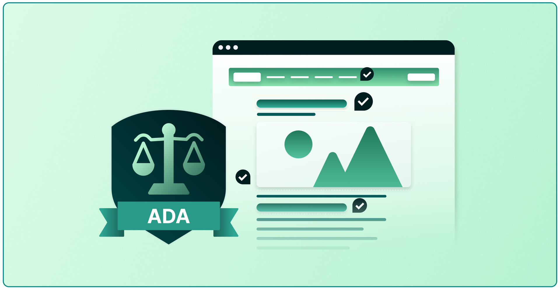 A stylized browser with a website that has been made accessible and ADA compliant.