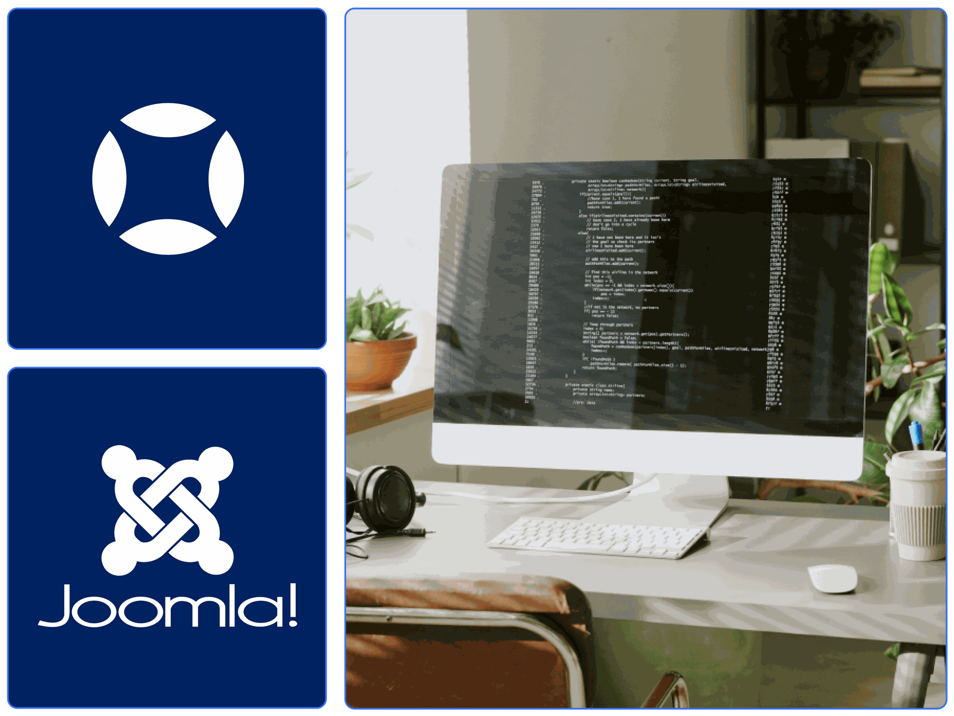 A web developer’s desk while building an accessible website with Joomla and AudioEye.