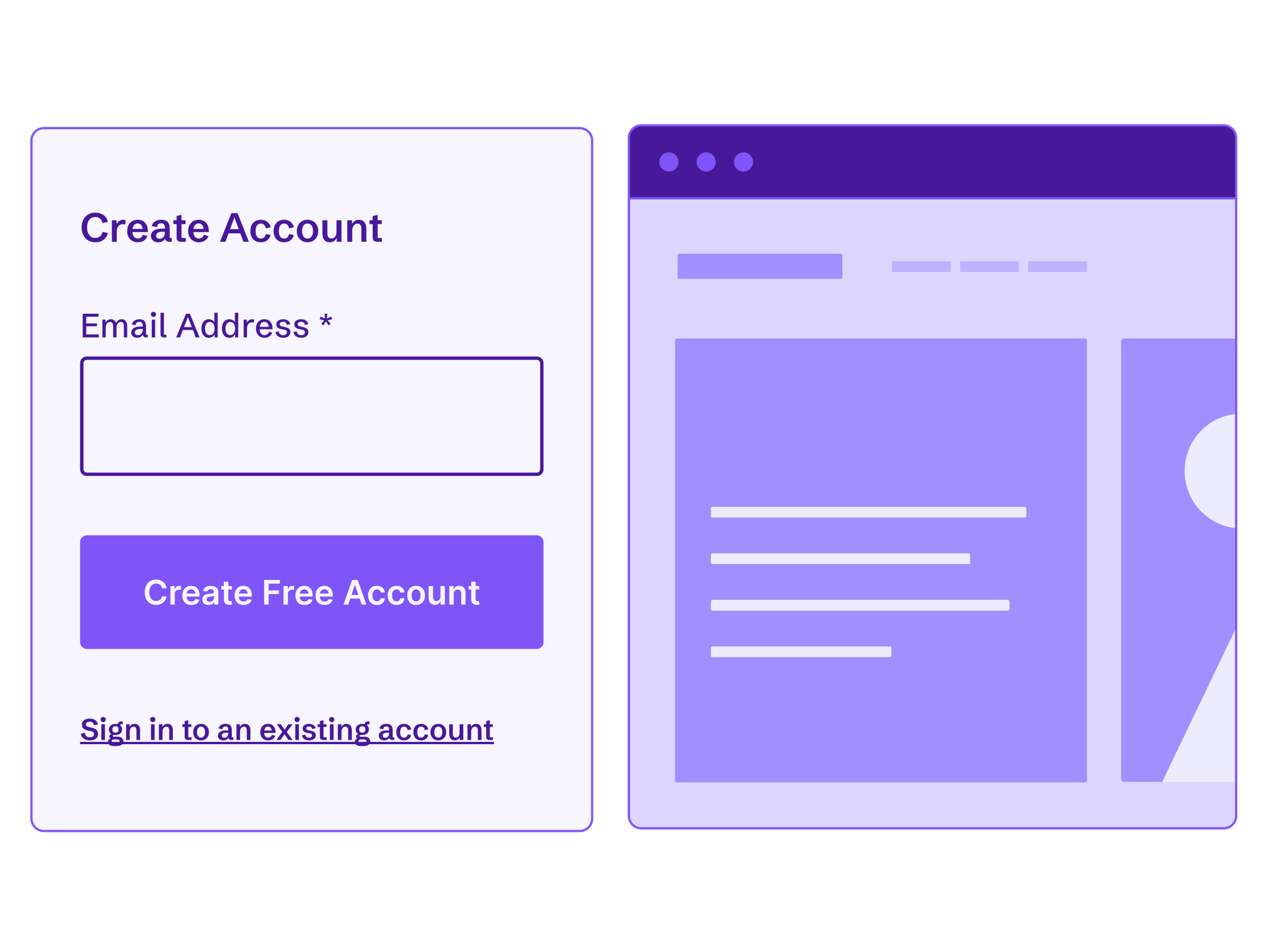 Un sito web e una finestra per creare un account AudioEye gratuito o accedere a un account esistente.