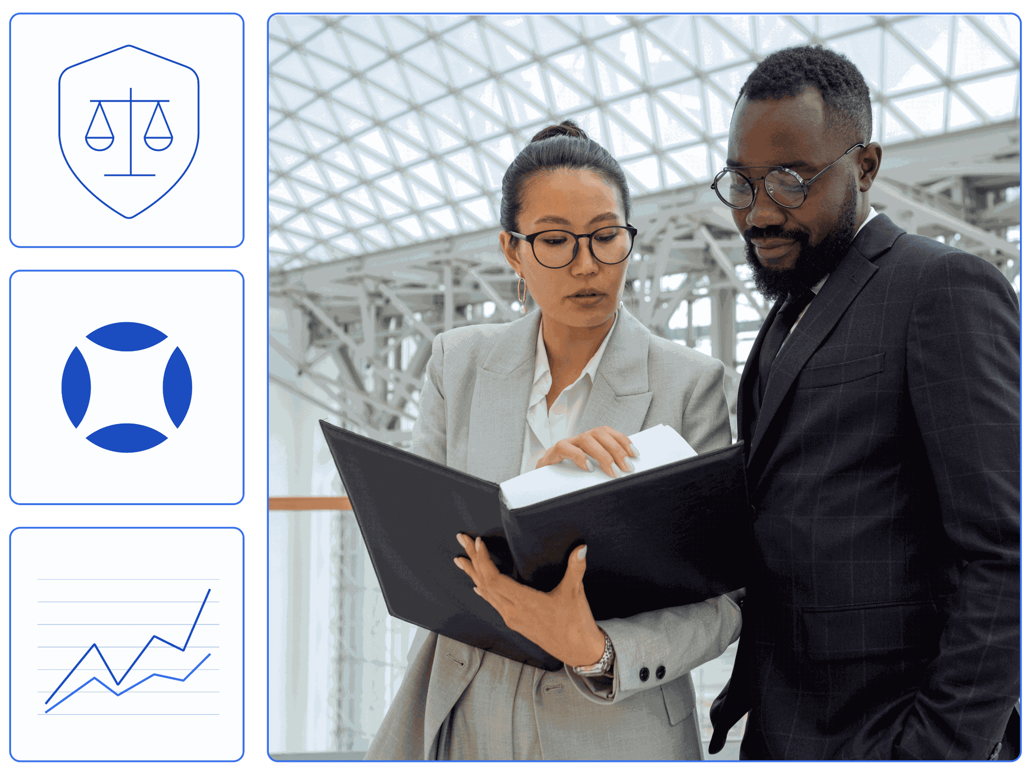 Two lawyers reviewing legal documents for an accessibility lawsuit.