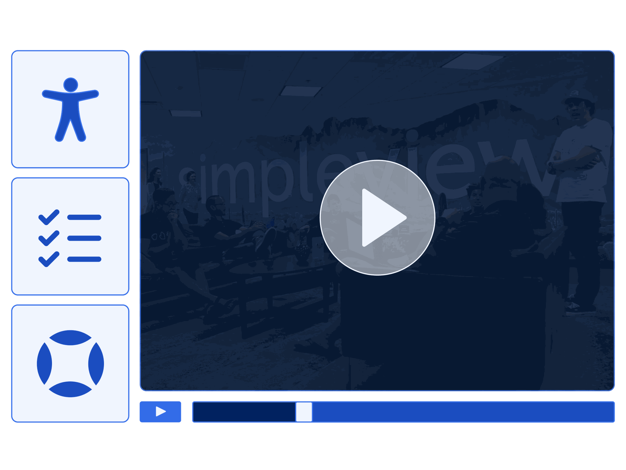 A thumbnail for a video featuring a partner testimonial from the Simpleview team.