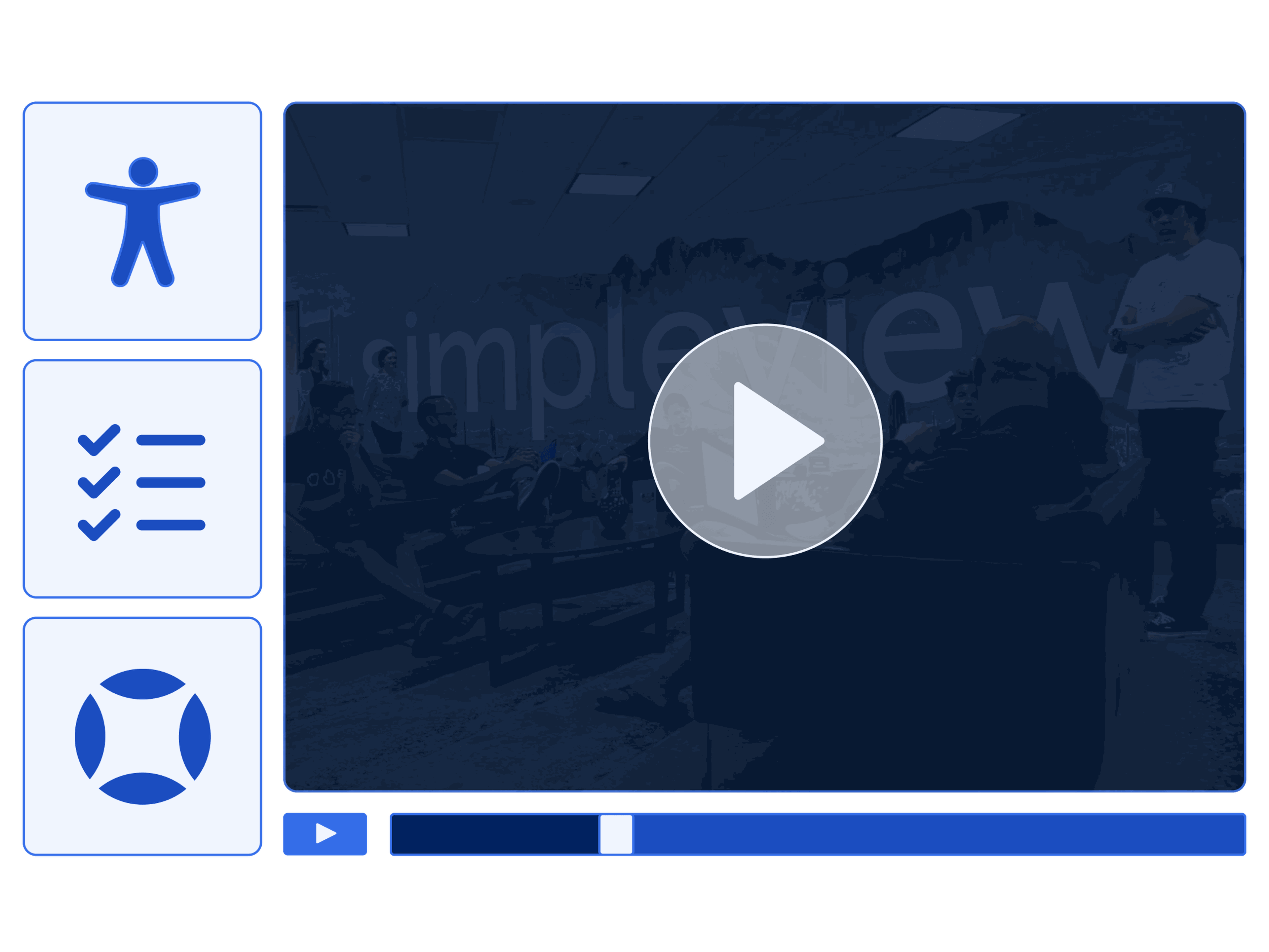 A thumbnail for a video featuring a partner testimonial from the Simpleview team.