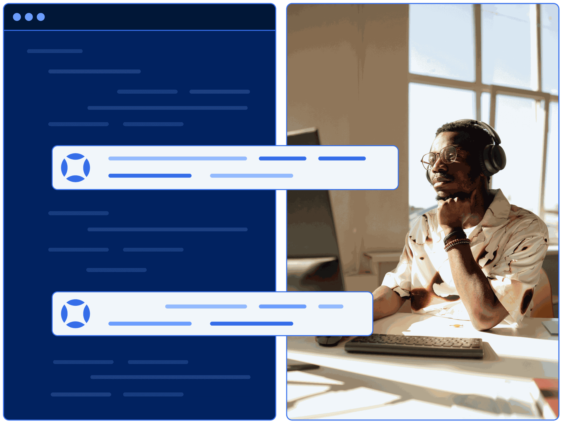 A male accessibility expert writing a custom fix for an issue found on a customer website.