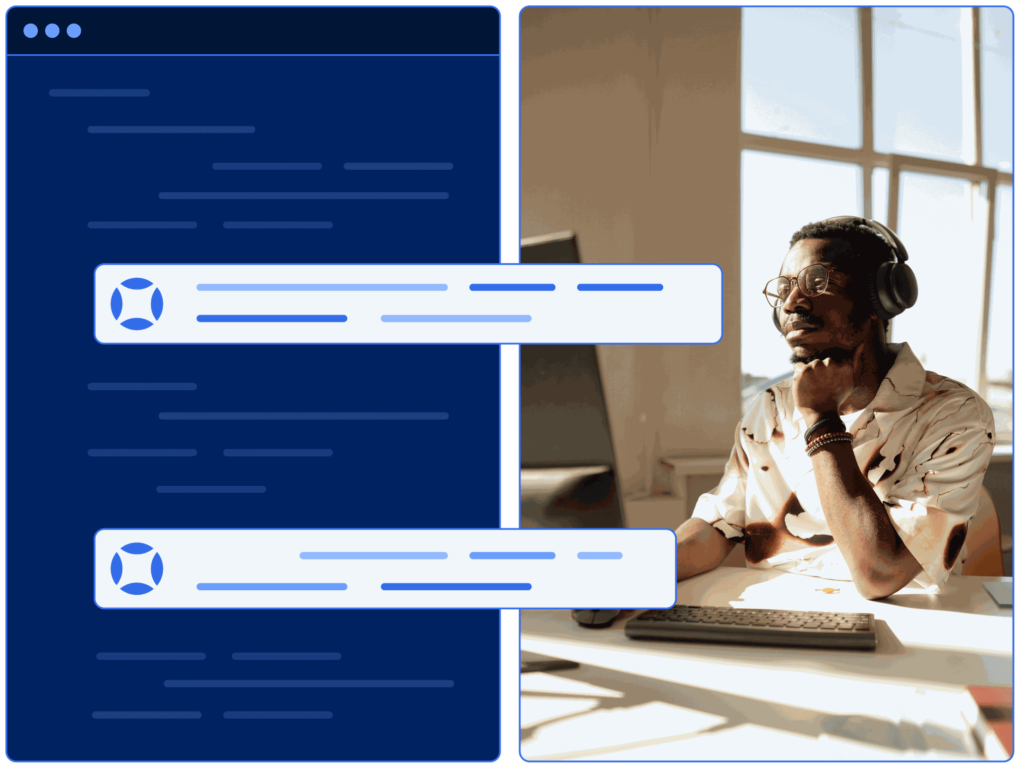 A male accessibility expert writing a custom fix for an issue found on a customer website.