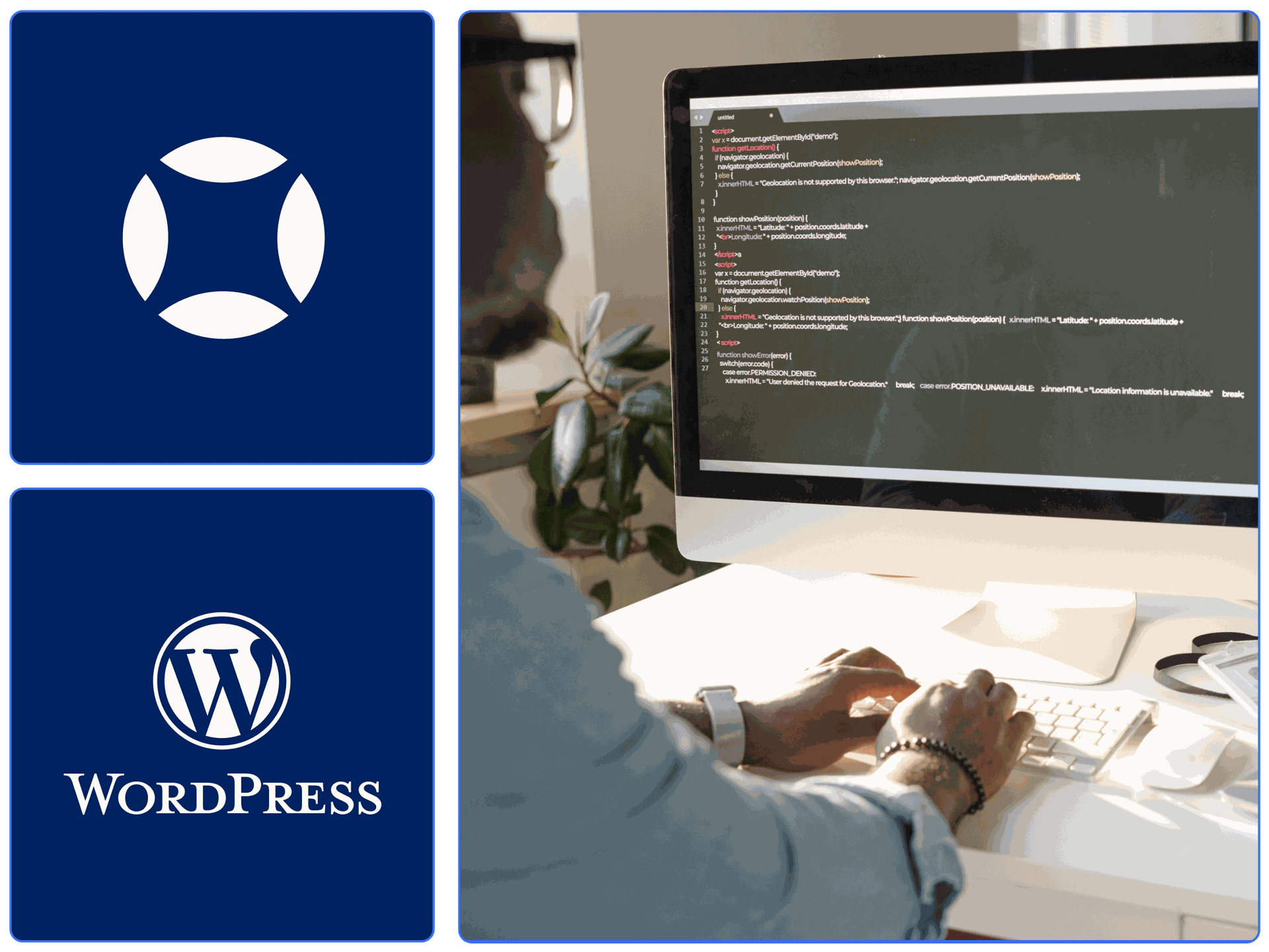 A developer building an accessible website with WordPress and AudioEye.