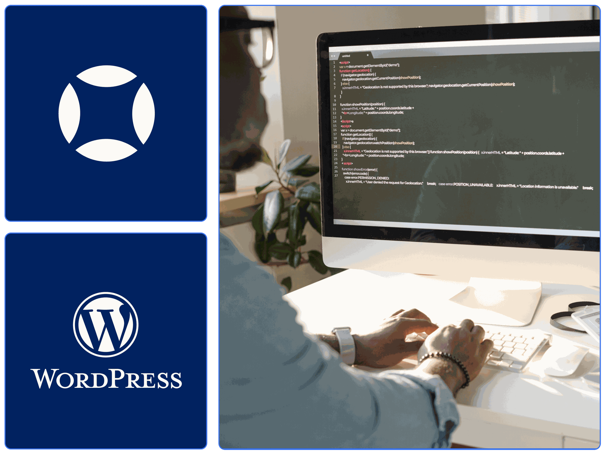 A developer building an accessible website with WordPress and AudioEye.