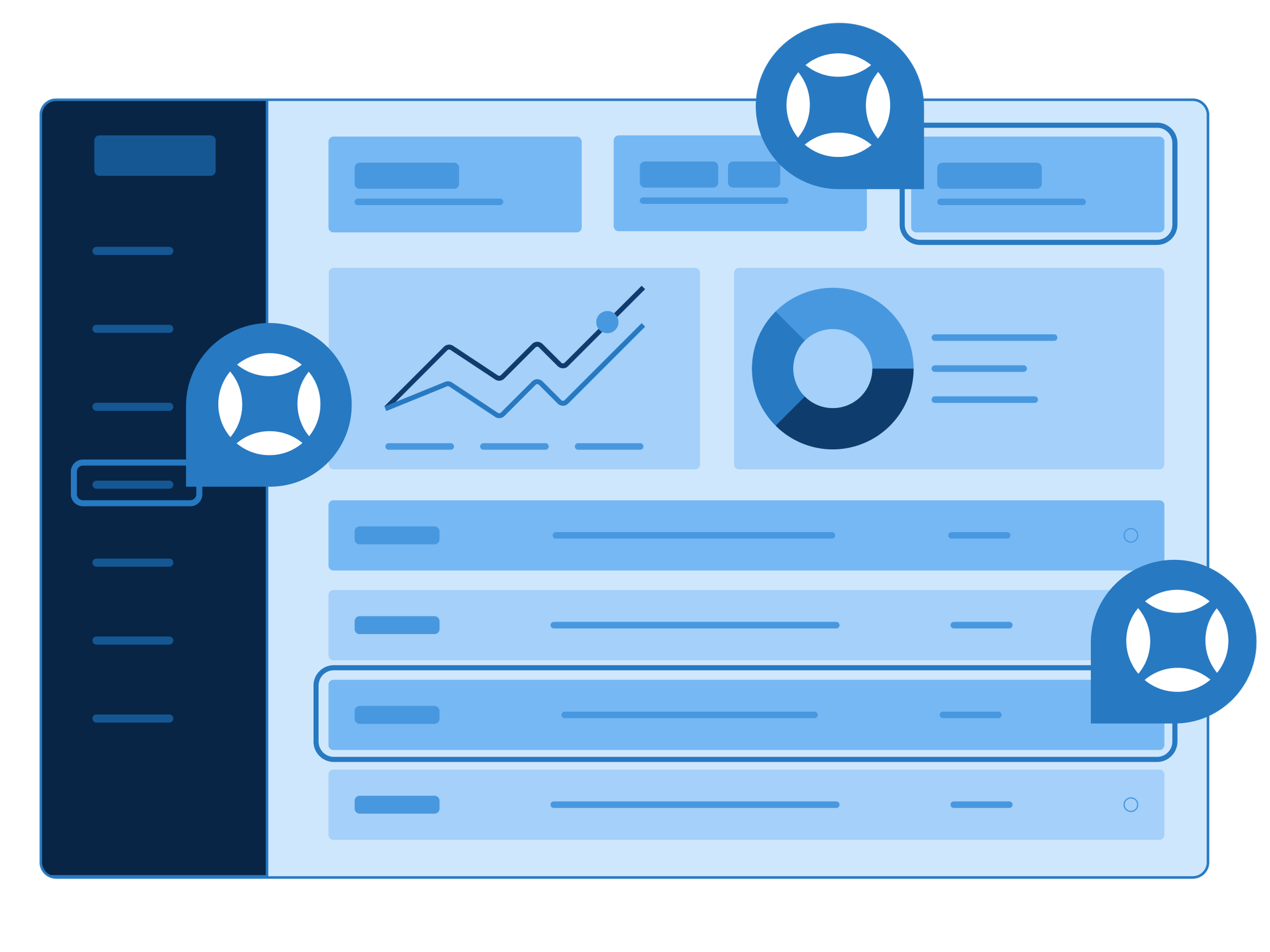 A dashboard audited by AudioEye experts with call-outs for accessibility issues found.