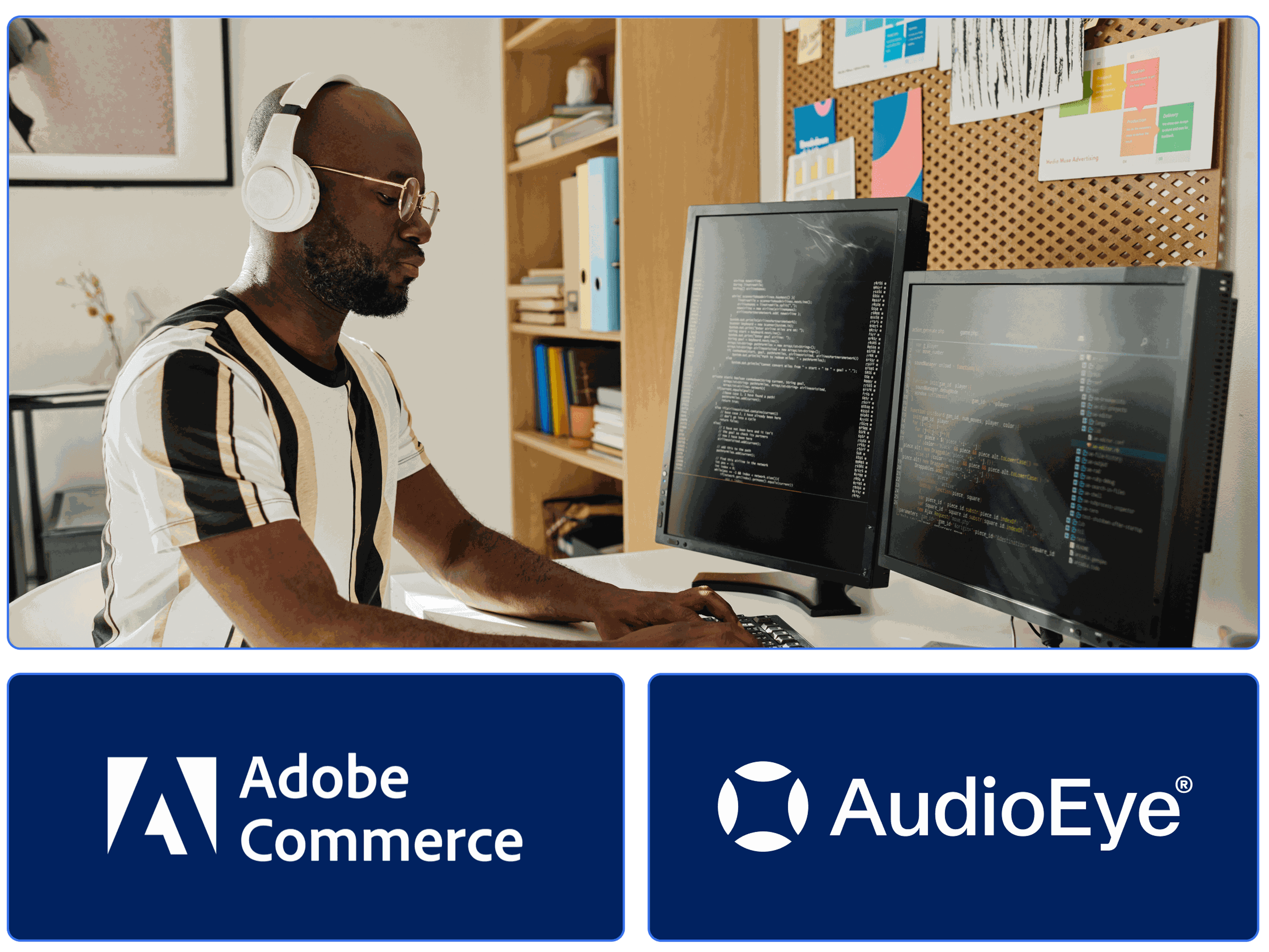 Ein Entwickler baut eine barrierefreie Website mit Magenta, einem Adobe-Unternehmen, und AudioEye.