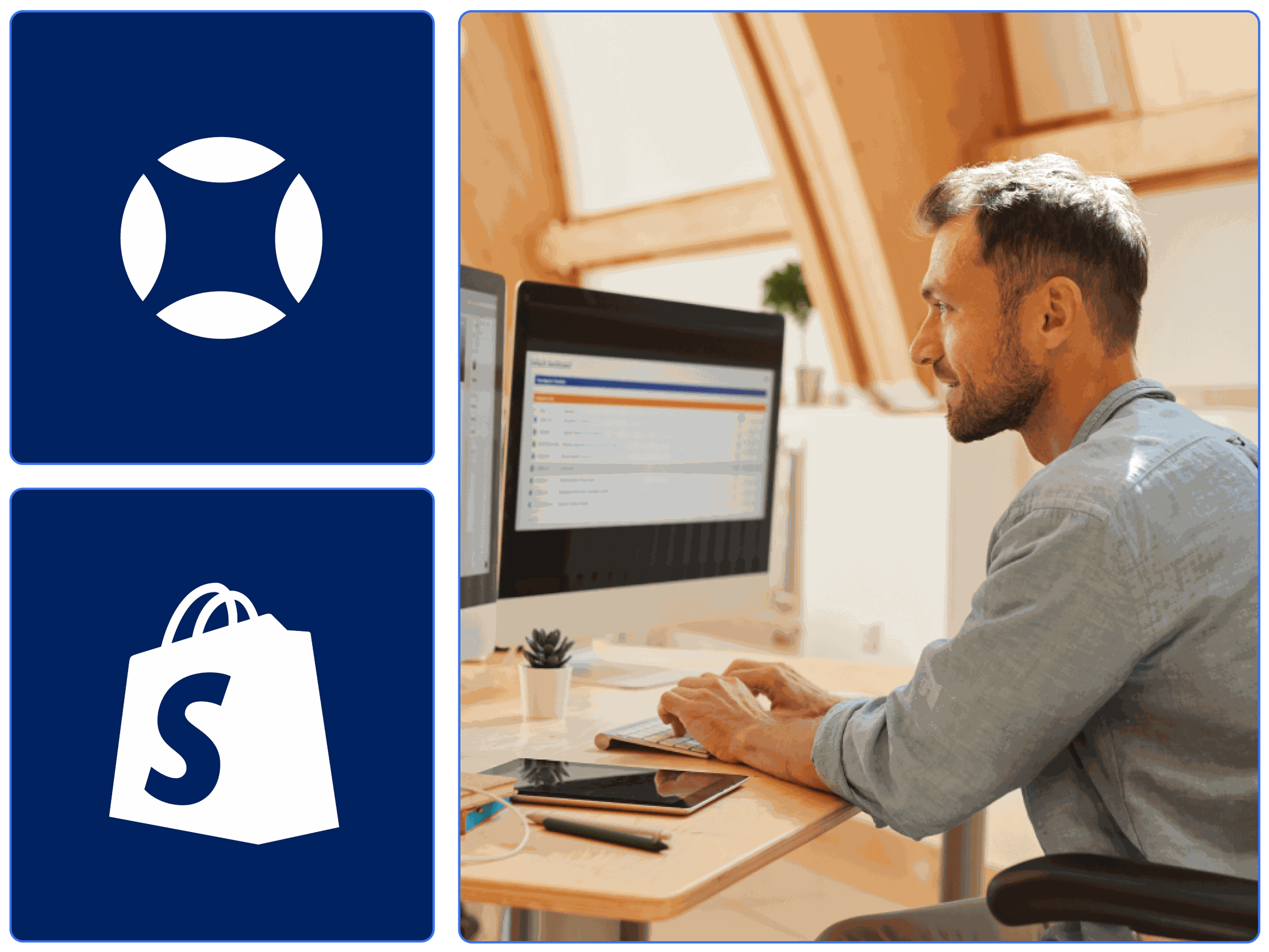 Un propriétaire d'entreprise créant un site web accessible avec Shopify et AudioEye.