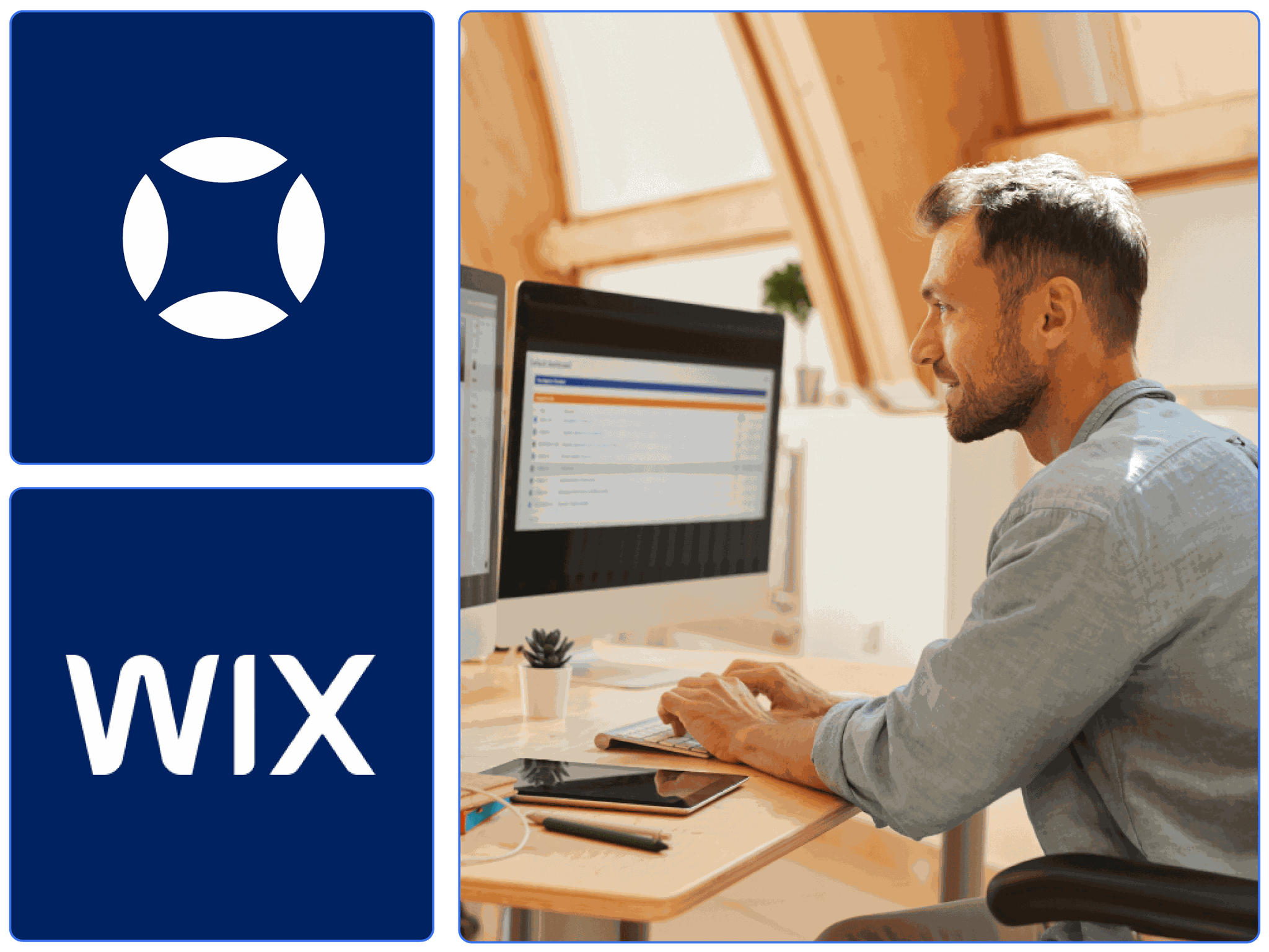 A business owner building an accessible website with Wix and AudioEye.