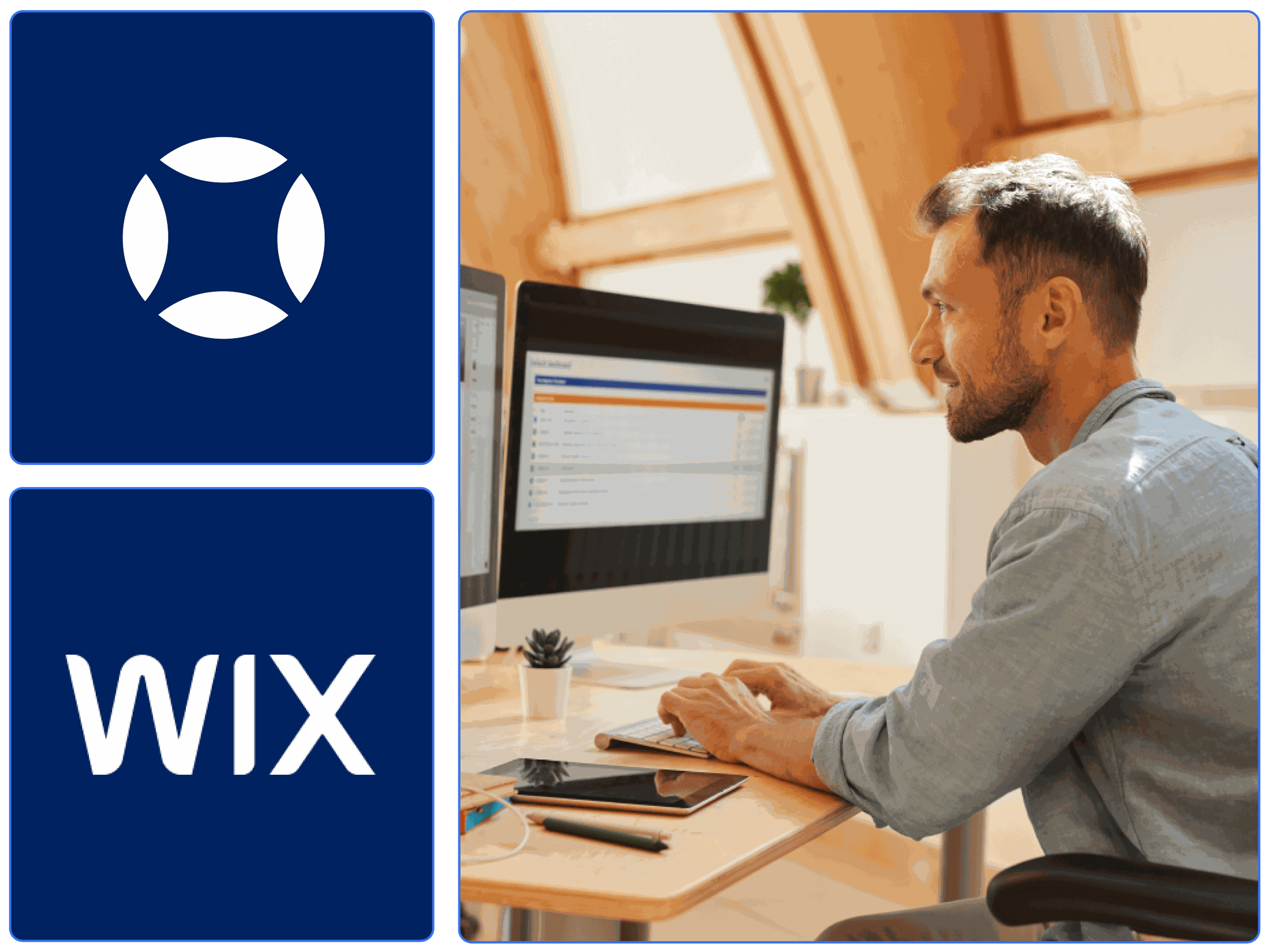 Un chef d’entreprise créant un site accessible avec Wix et AudioEye.