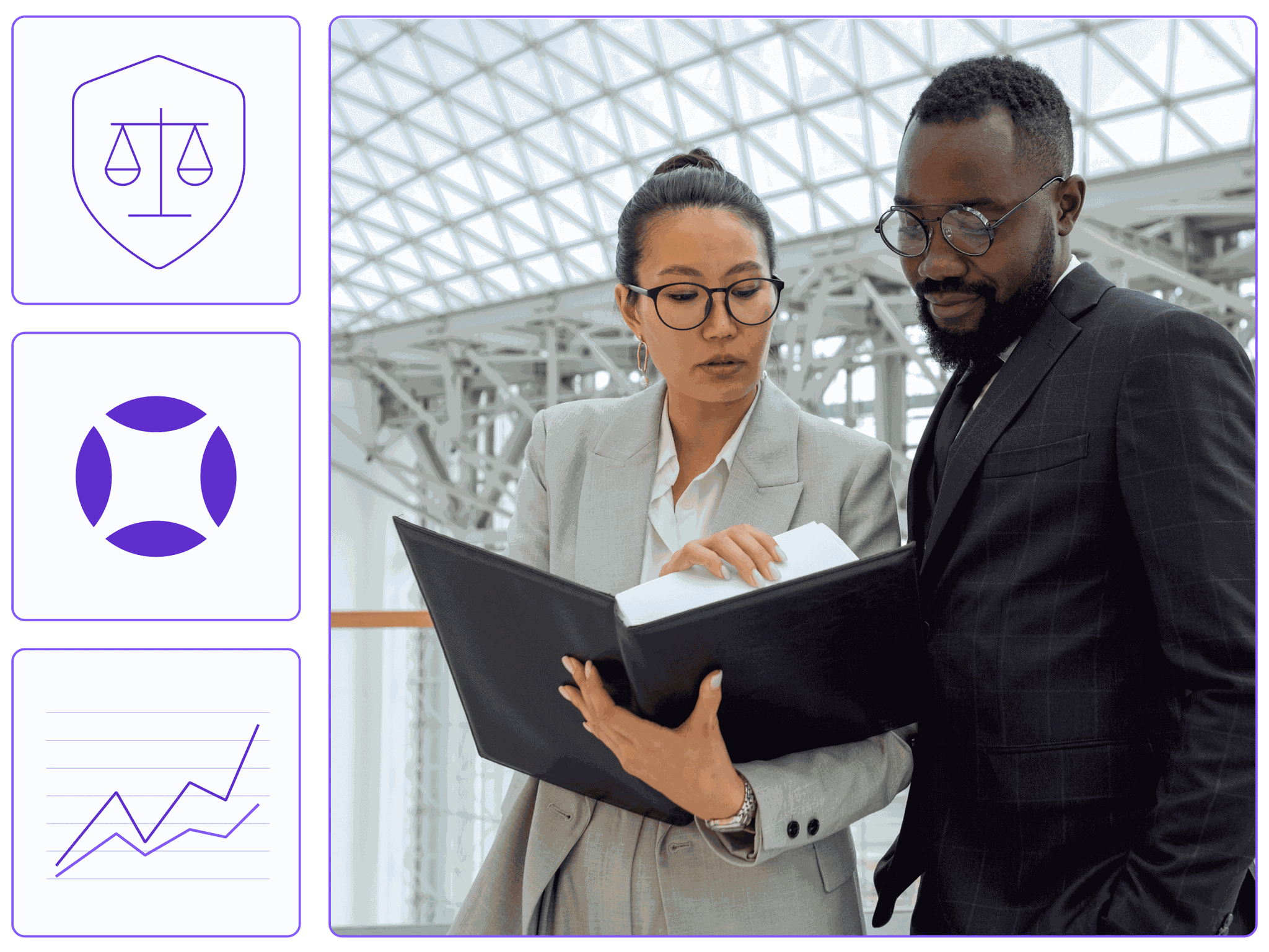 Two lawyers reviewing legal documents for an accessibility lawsuit.