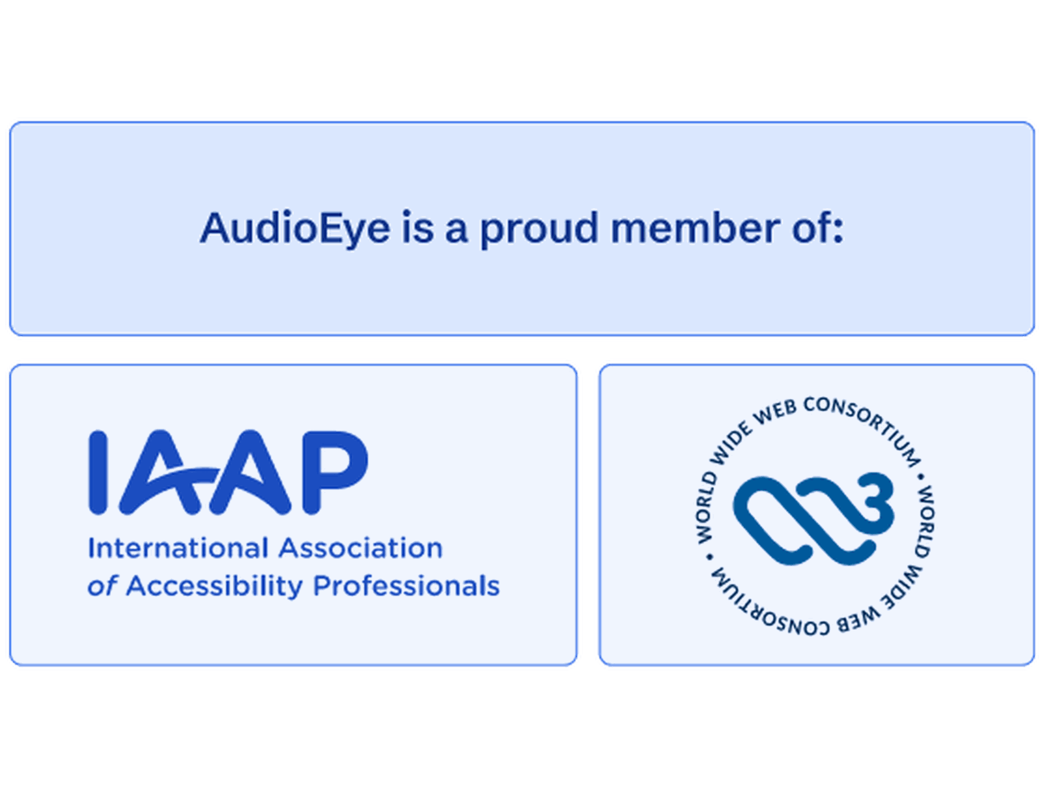 AudioEye is a proud member of International Association of Accessibility Professionals and World Wide Web Consortium.