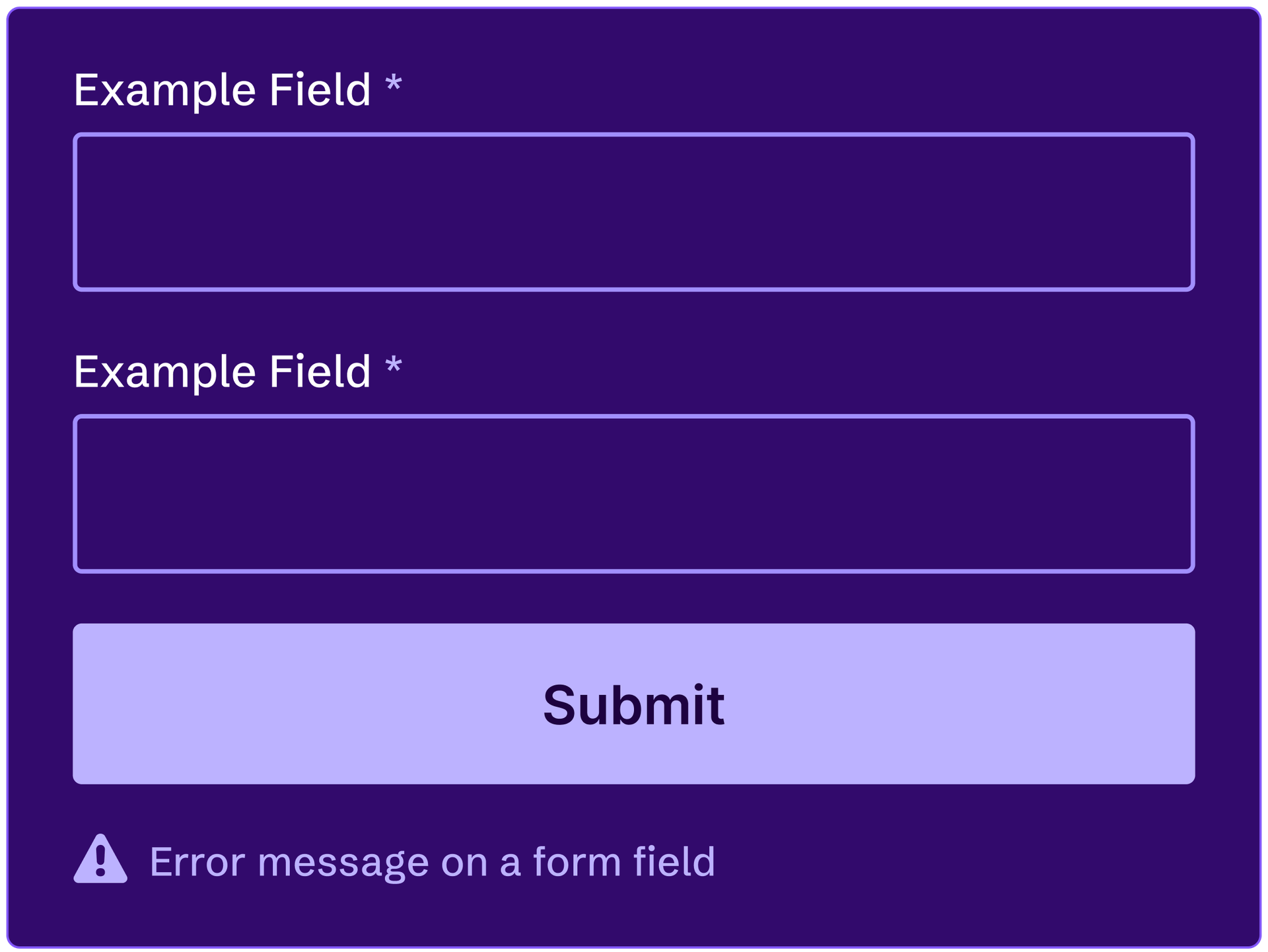An example form with two required fields and a submit button highlighting AudioEye's ability to scan content behind login screens.