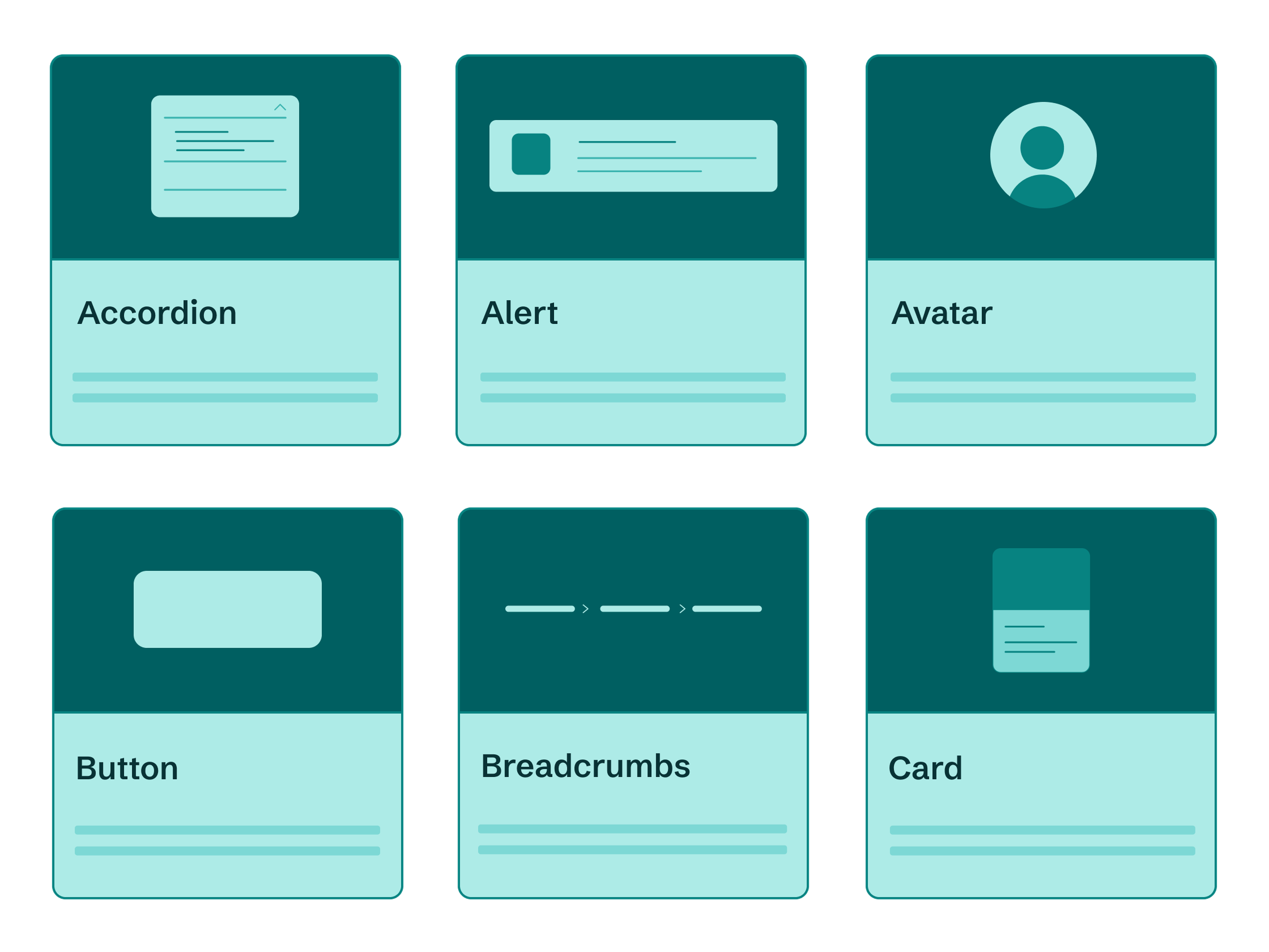 Website-Komponenten, die von AudioEye getestet werden, darunter Akkordeons, Warnungen, Avatare, Buttons, Breadcrumbs und Karten.