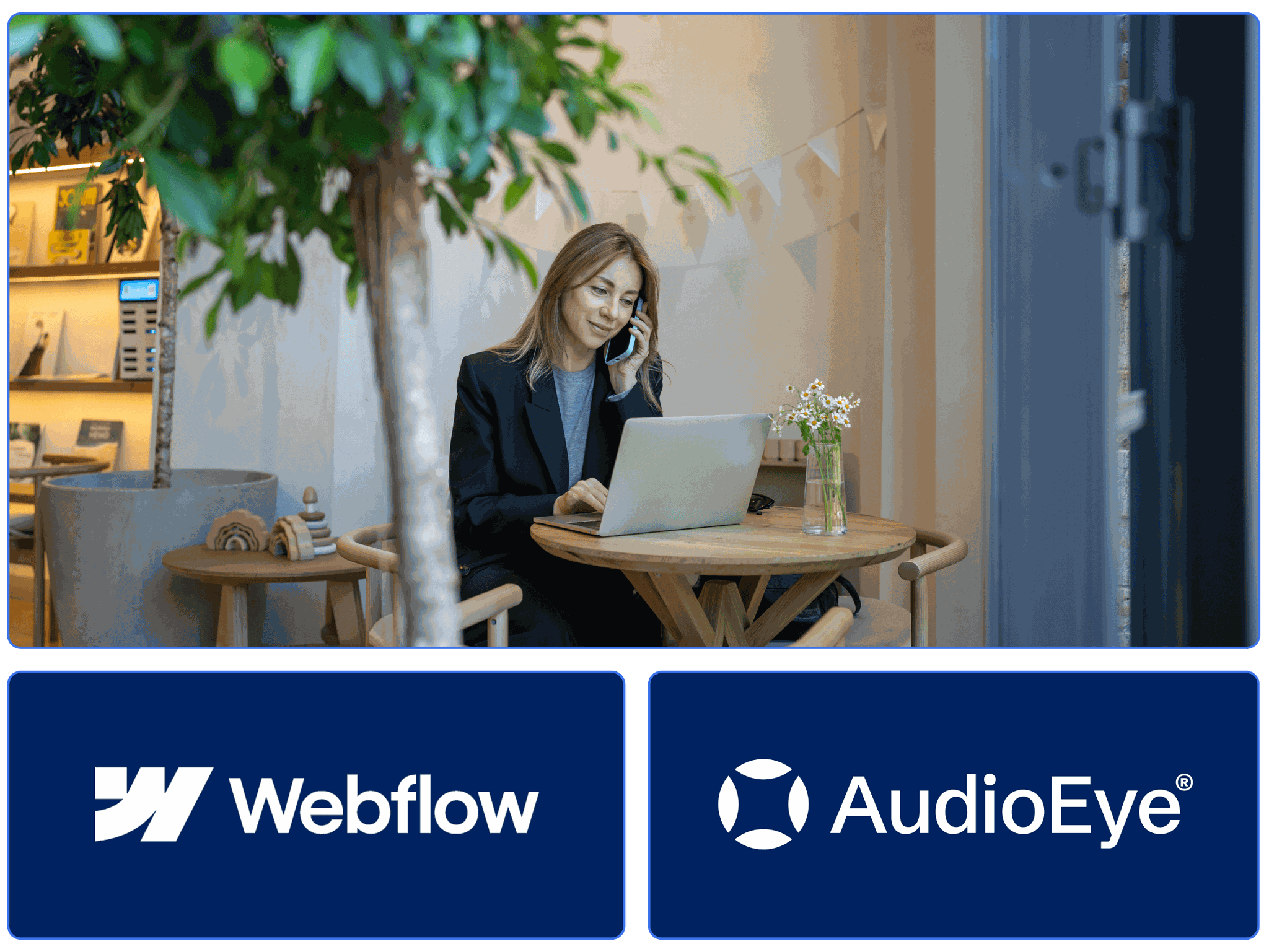A web developer building an accessible website with Webflow and AudioEye.
