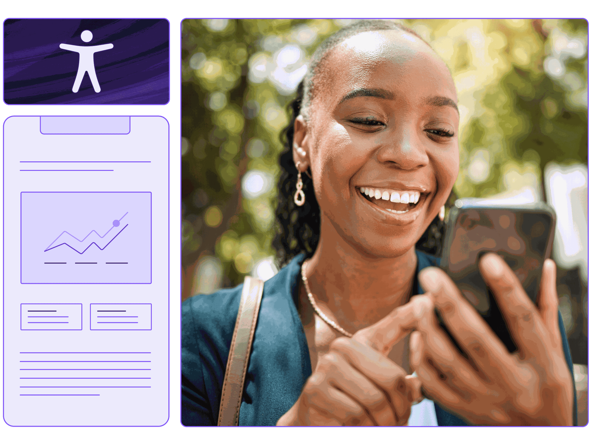 Black woman reviewing results from her mobile application audit on her phone.