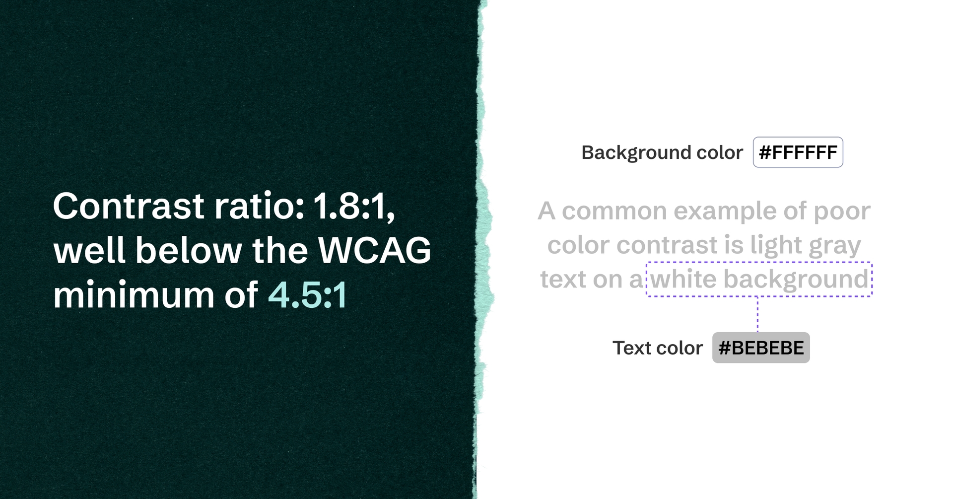 Example of poor color contrast, with light gray text over a white background