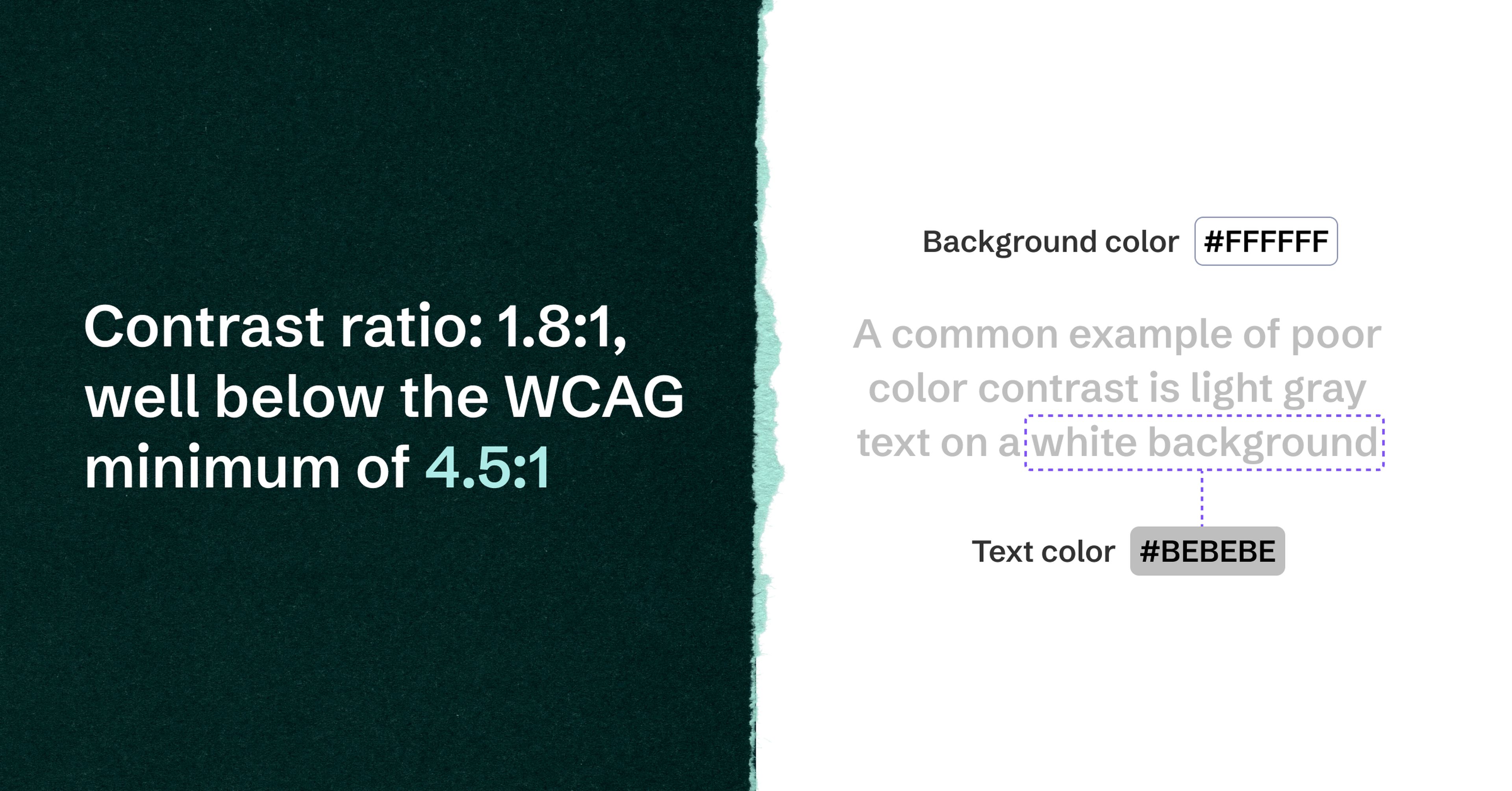 Example of poor color contrast, with light gray text over a white background