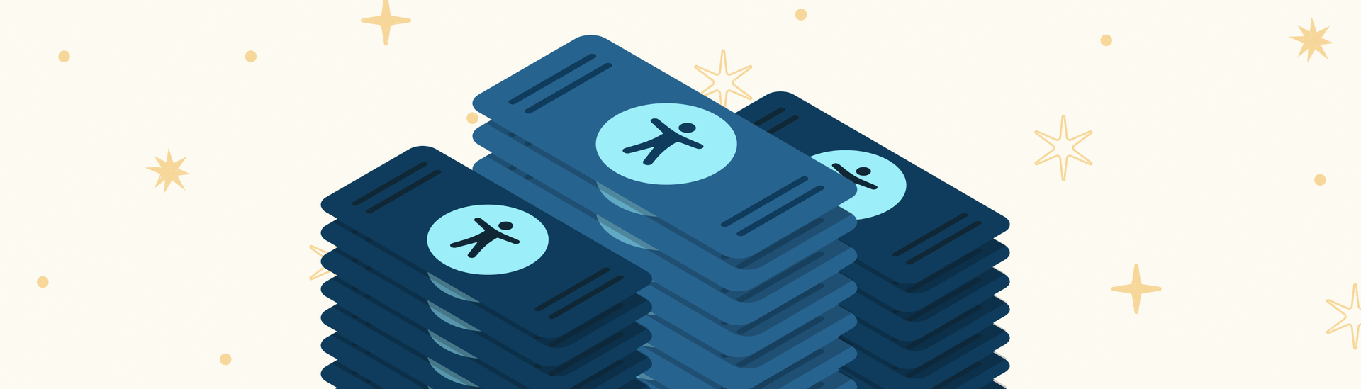 3 stacks of money with the accessibility icon