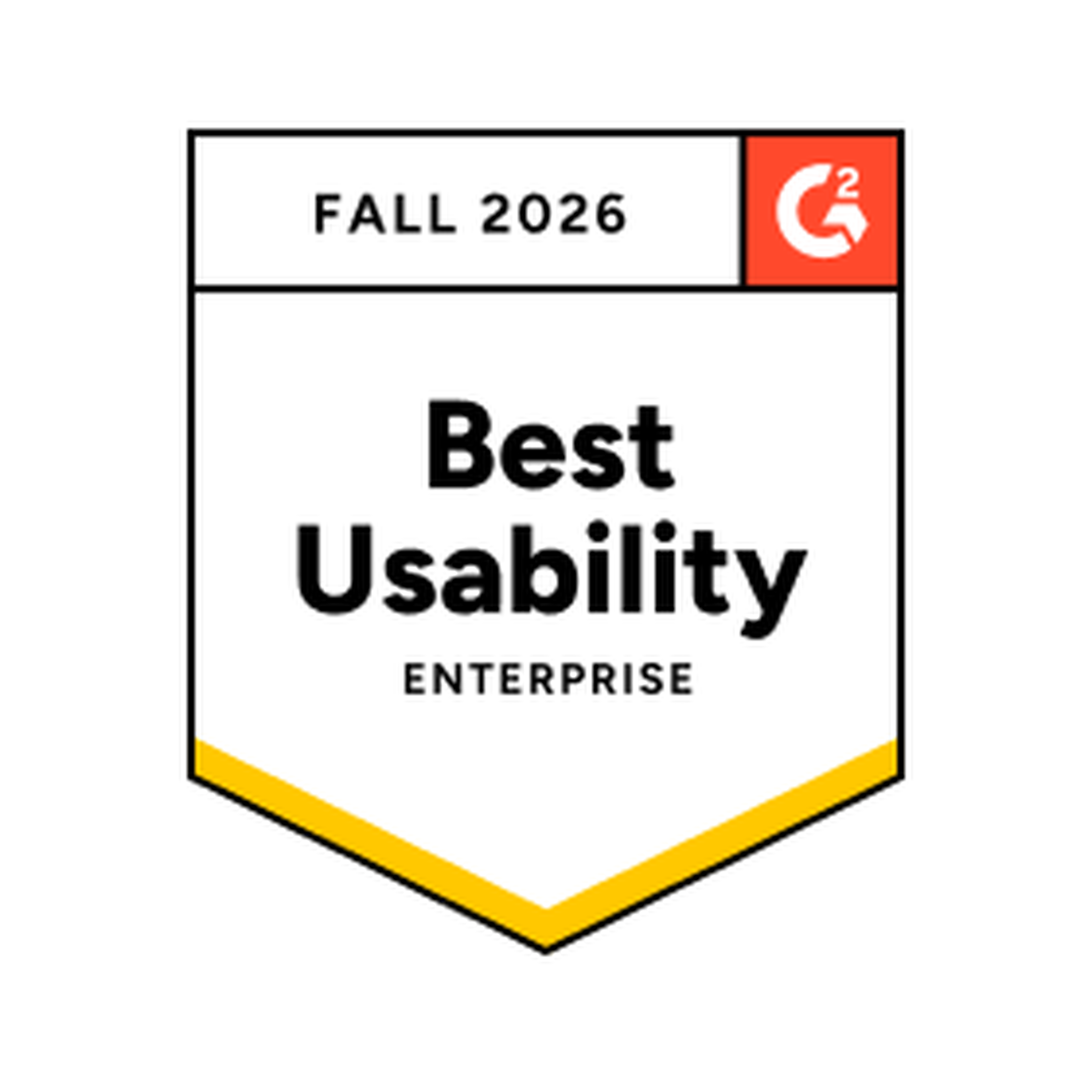 Award badge for "Best Usability Enterprise" by G2, Fall 2026.