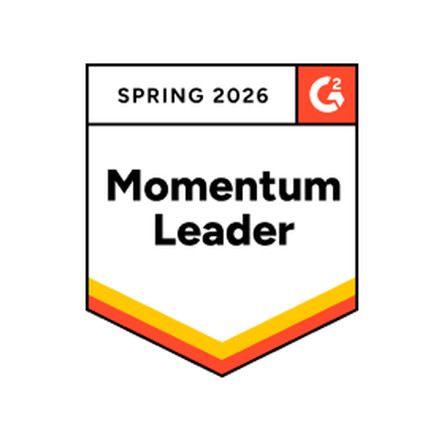 Badge displaying "Spring 2026" and "Momentum Leader" with the G2 logo